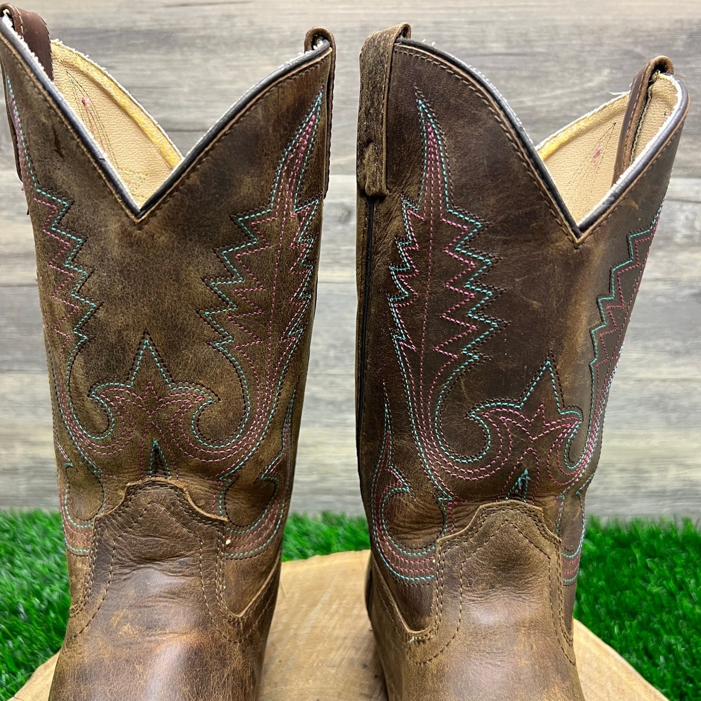 Smoky Mountain Youth - Size 4.5D - Brown / Pink Stitched Cowboy Boots 3531Y
