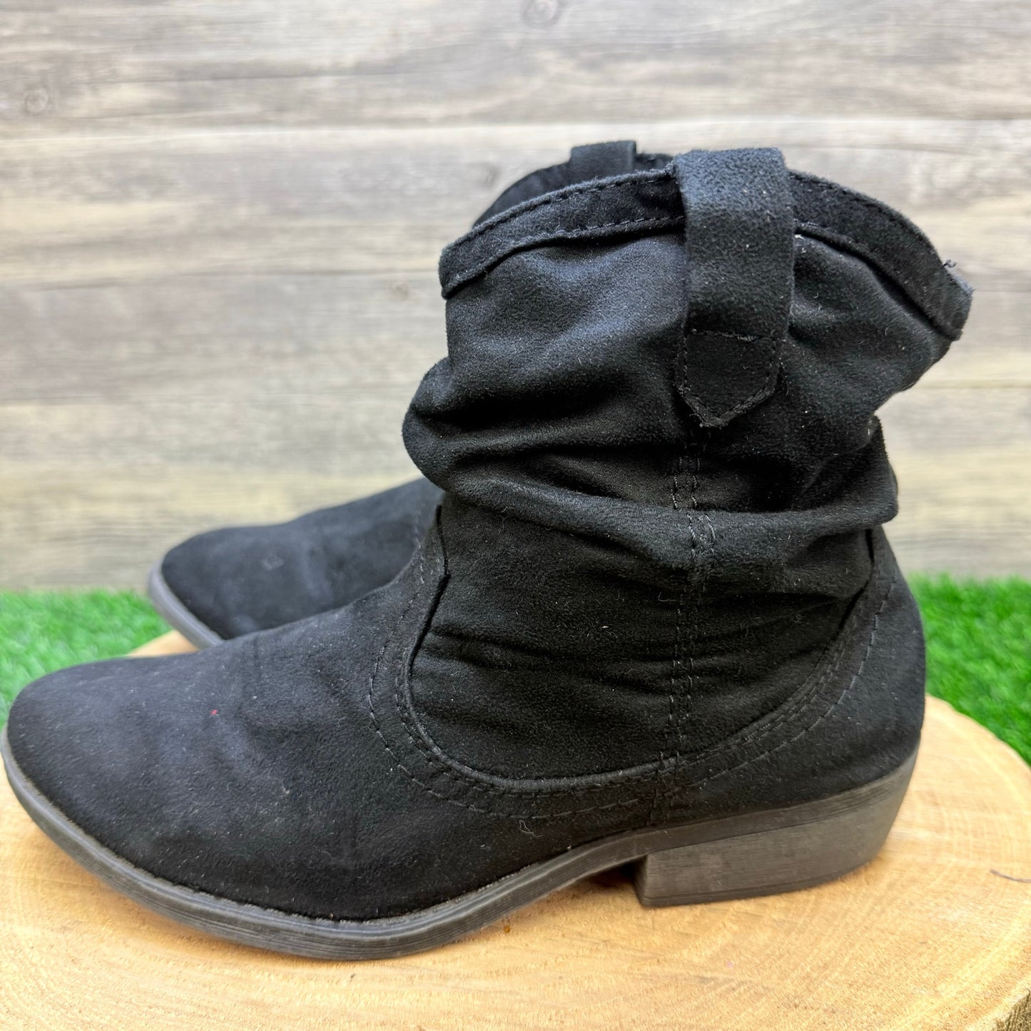 Trend Report Women - Size 8 - Black Faux Suede Ankle Boots 4895