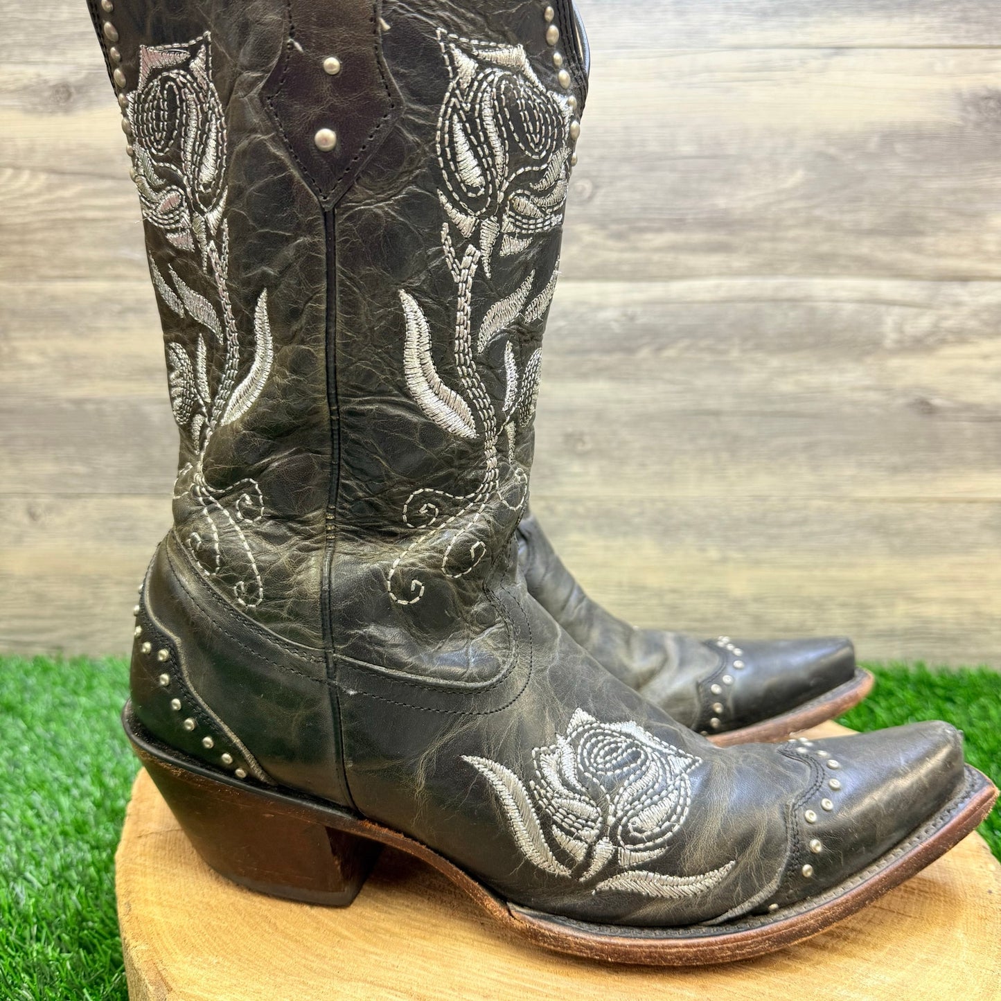 Lucchese Women - Size 9B - Black Challenger Distressed Cowboy Boots M5701