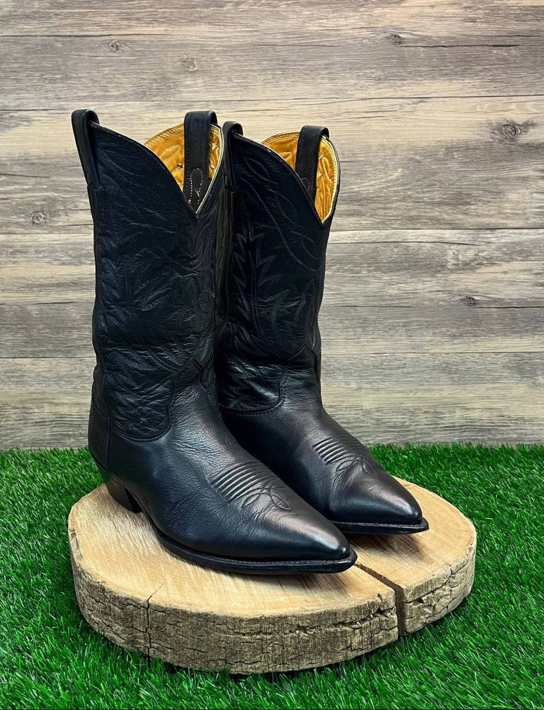 Nocona Men - Size 9EE - Black Soft Leather Cowboy Boots Style 66140