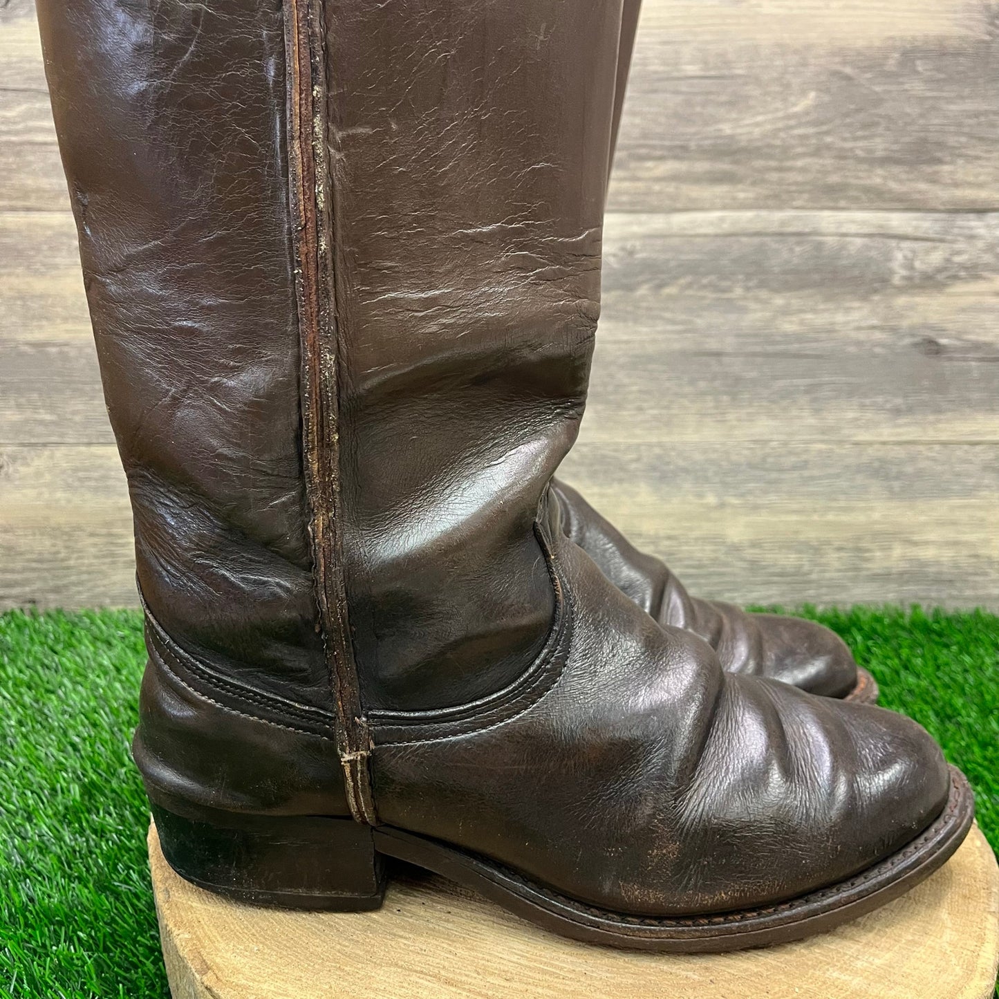 Unknown Men - Size 9.5D - Vintage Dark Brown Pull On Cowboy Boots Style 599