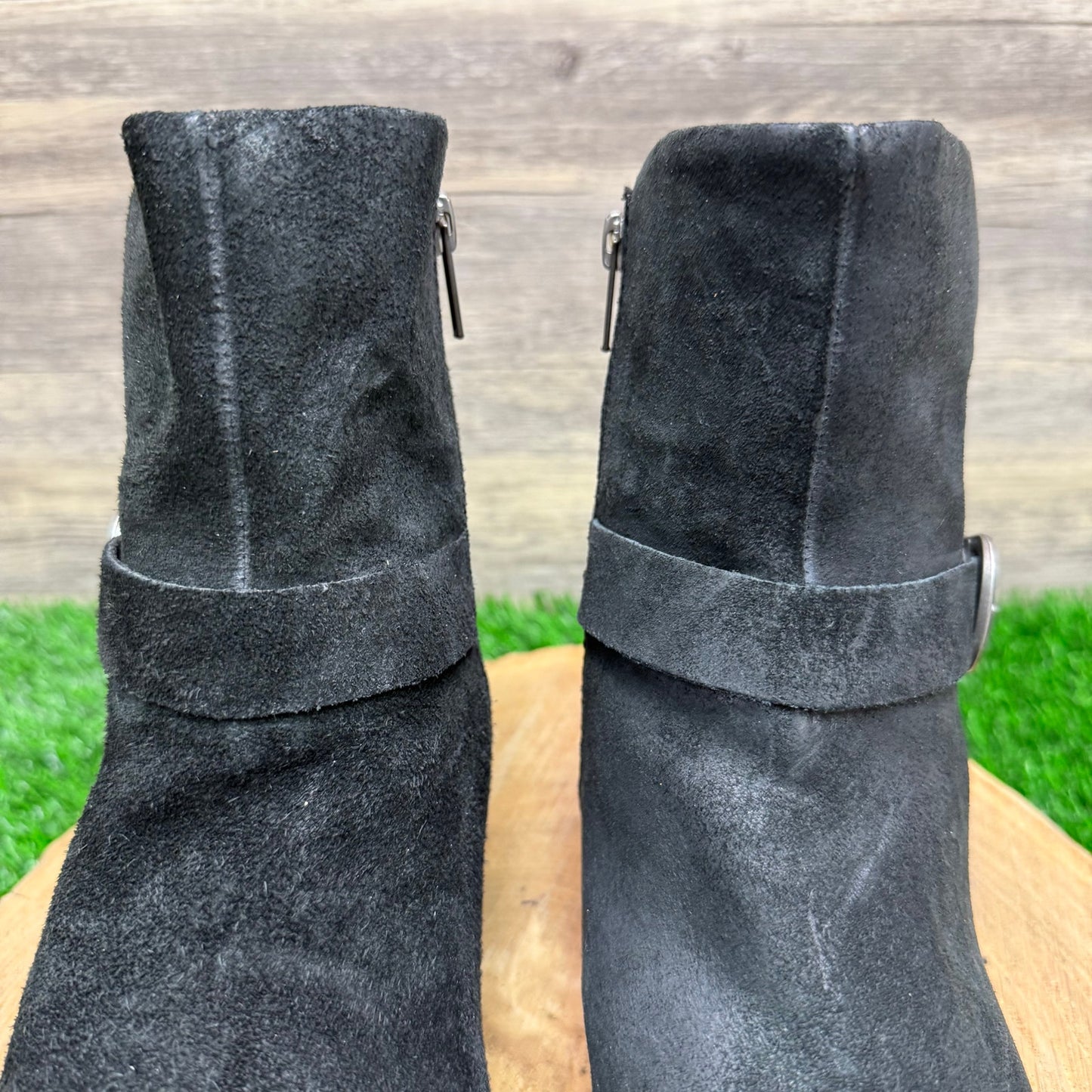 Born Women - Size 10M - Black Suede Harness Ankle Zipper Boots Style F50003