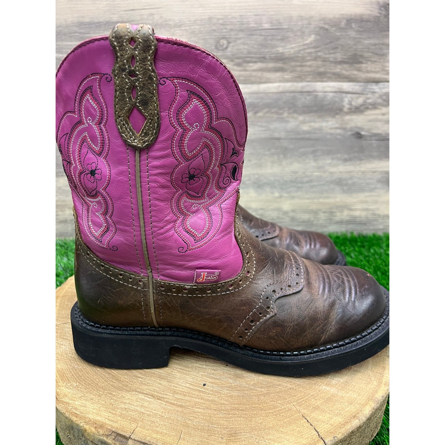 Justin Gypsy Women - Size 9B - Brown/Purple Cowboy Boots Style L9926