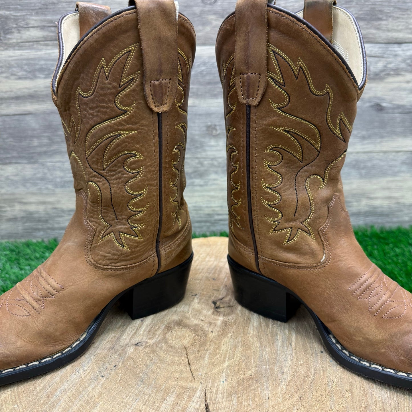 Old West Youth - Size 13D - Tan Cowboy Boots 8129