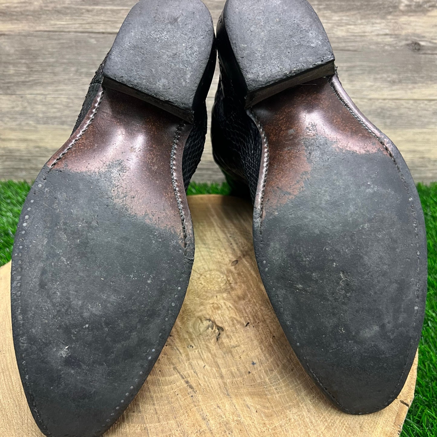 Acme Men - Size 9.5D - Black Snakeskin Cowboy Boots 16136