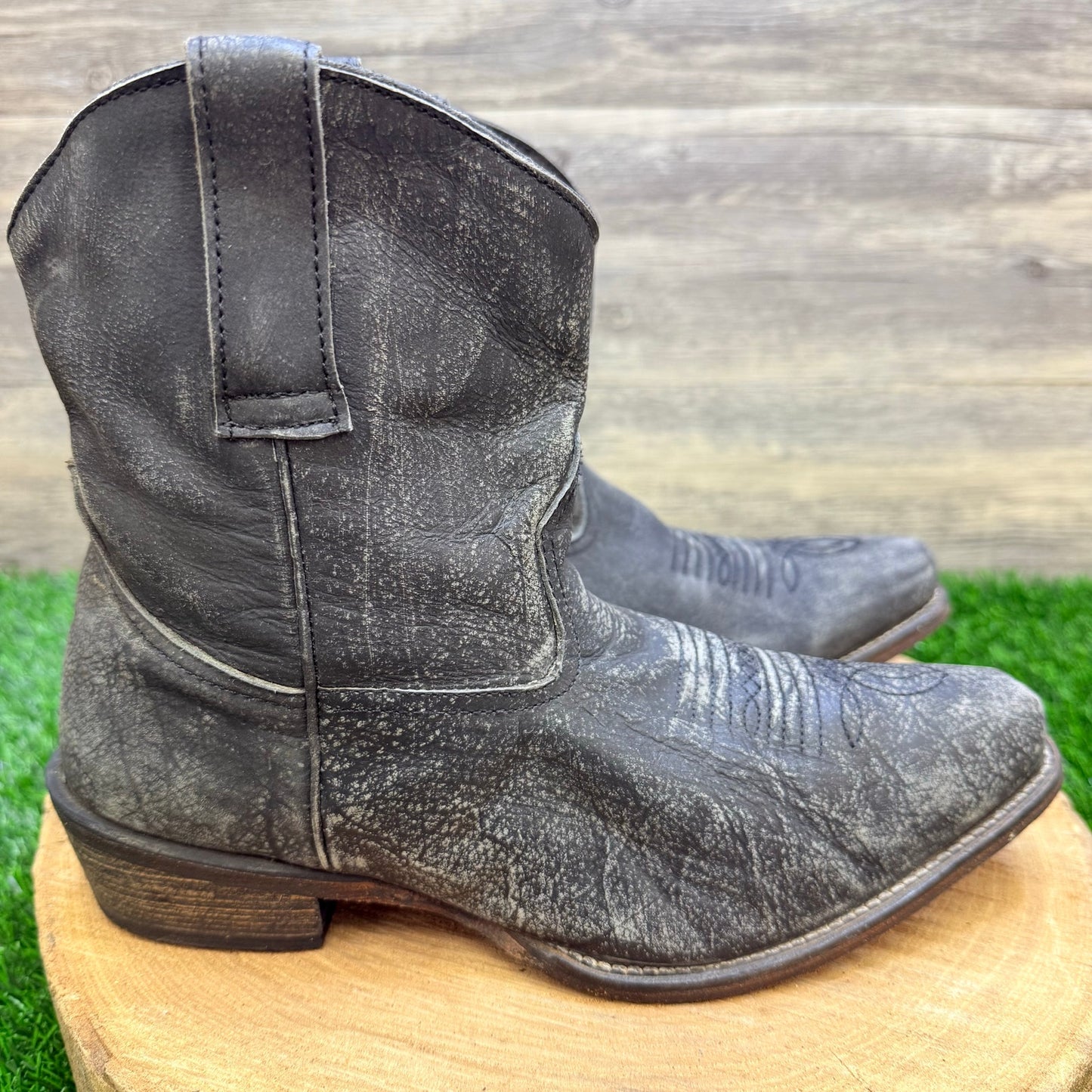 Roper Women - Size 8.5 - Black Distressed Ankle Boots