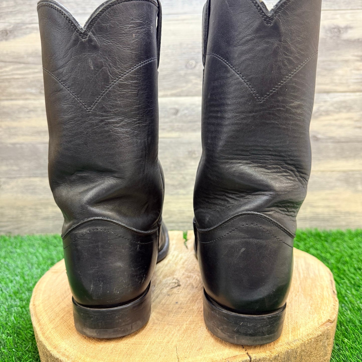 Justin Men - Size 9E - Vintage Black Roper Cowboy Boots 3133