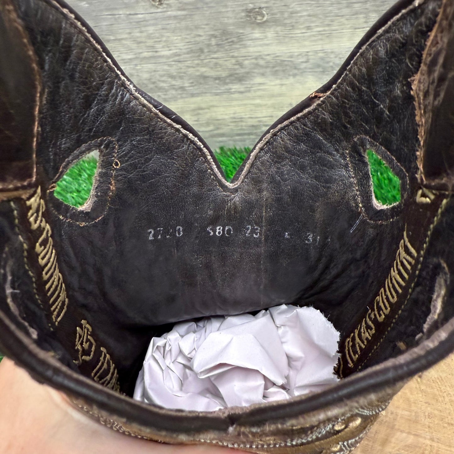 Texas Country Youth - Size 4.5 - Distressed Brown Square Toe Cowboy Boots