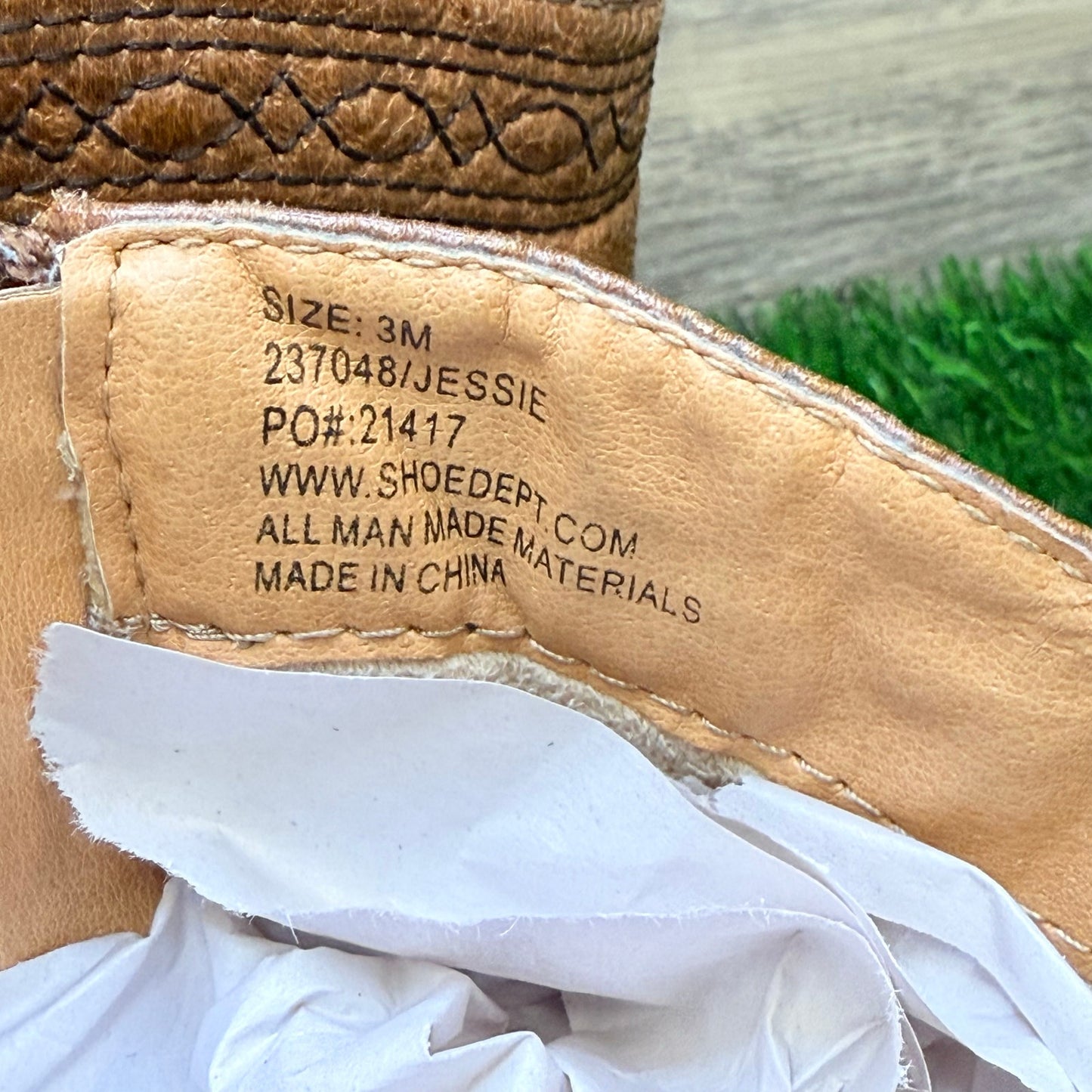 Rodeo Ropers Youth - Size 3M - Tan Ankle Zipper Faux Boots Jessie