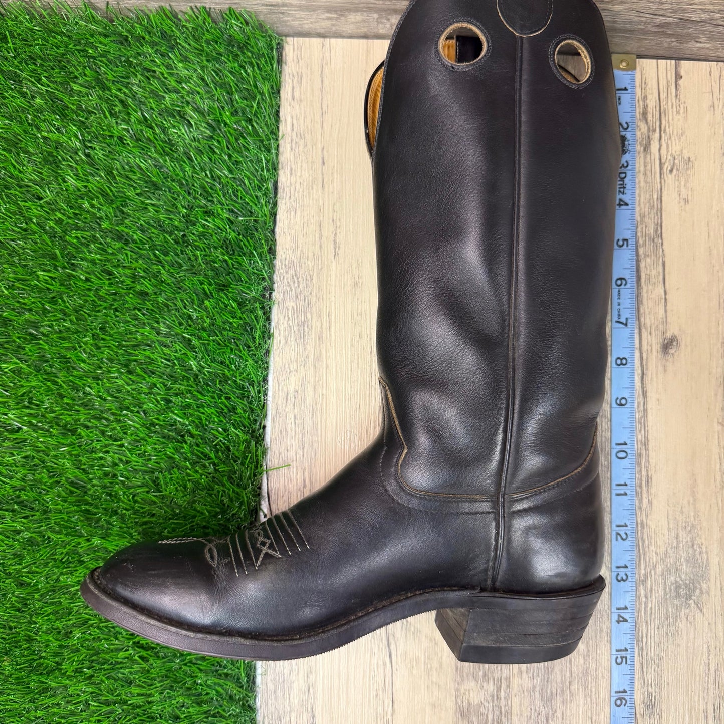 Hondo Boots Men - Size 7D - Vintage Black Cowboy Boots Style 7875