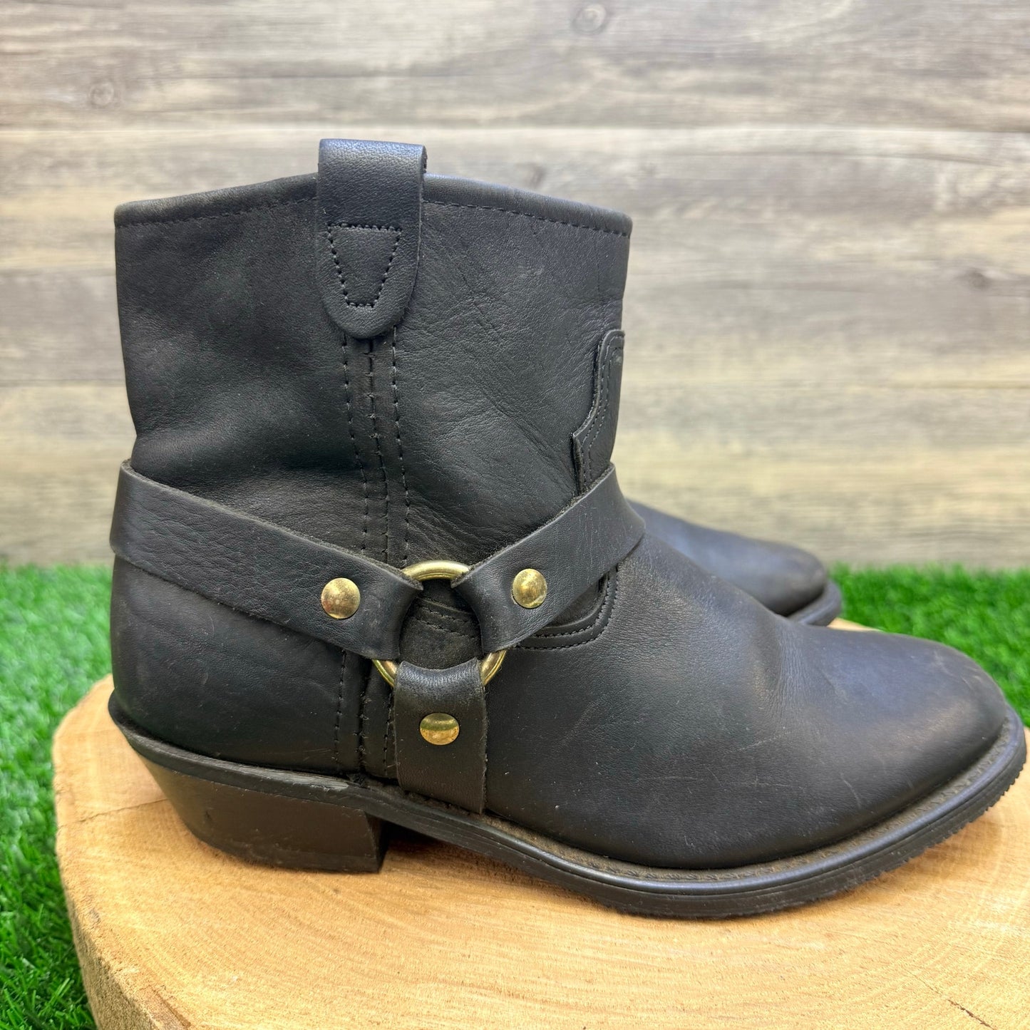 Double H Men - Size 7 - Black Harness Ankle Boots