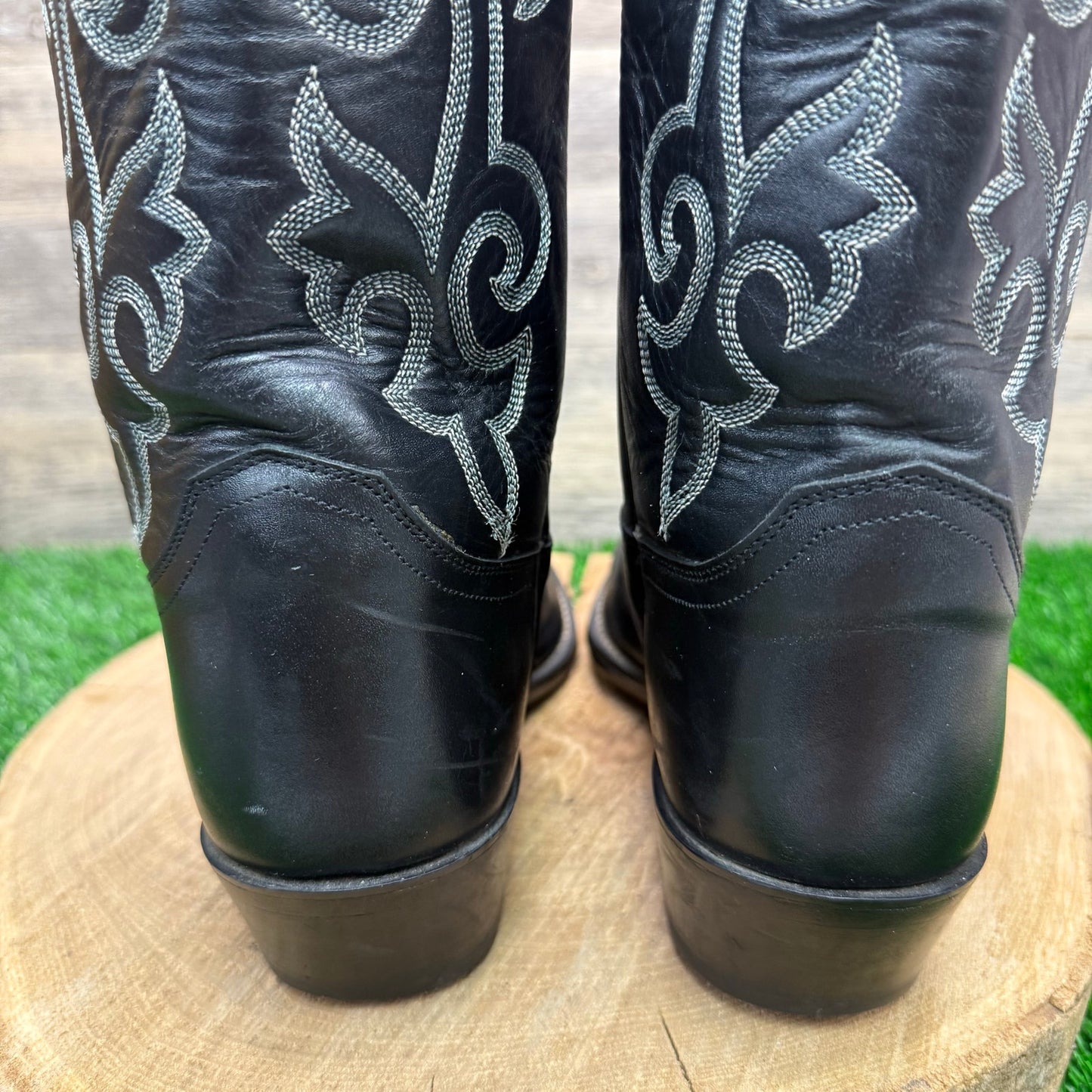 Justin Men - Size 8.5EE - Black Stitched Cowboy Boots Style 1408