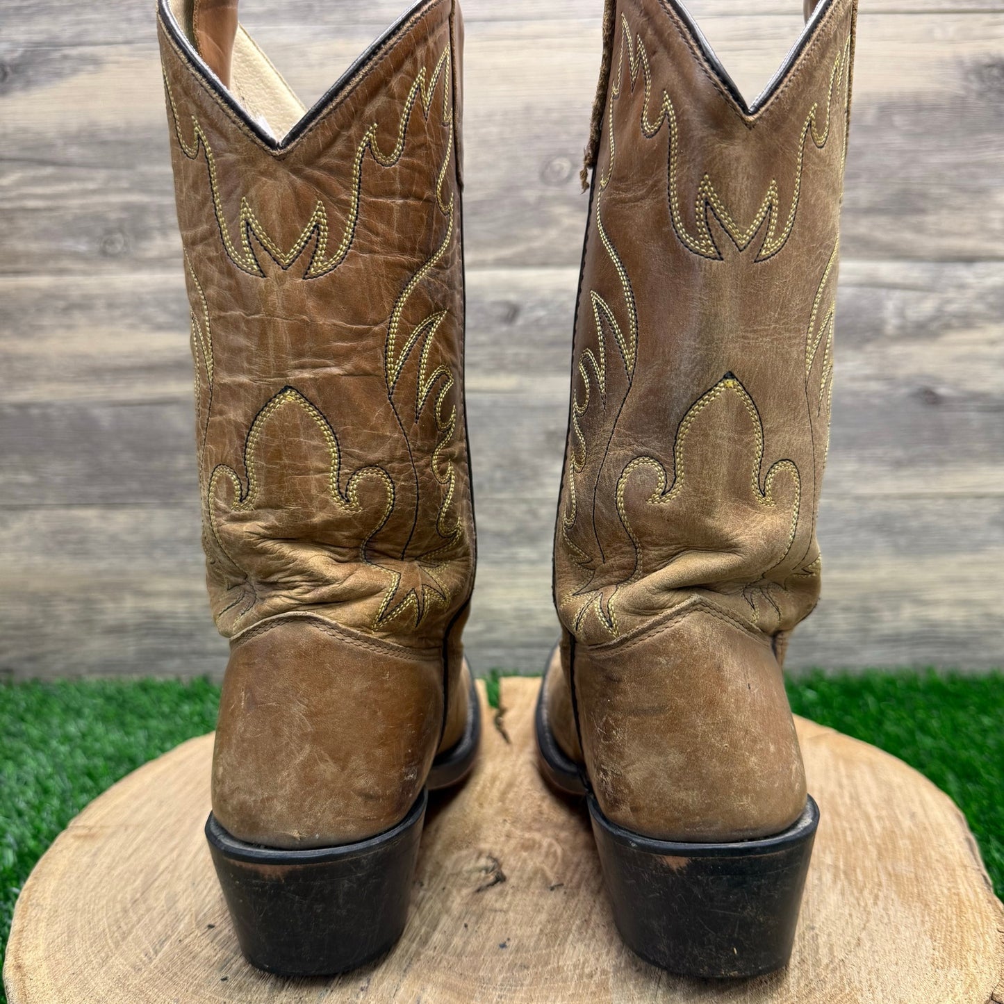 Old West Youth - Size 4.5 - Tan Cowboy Boots CCY7129G