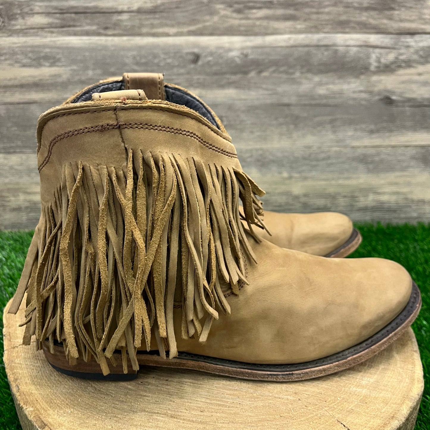Liberty Black Women - Size 10 - Tan Fringe Ankle Cowboy Boots Style LB711312