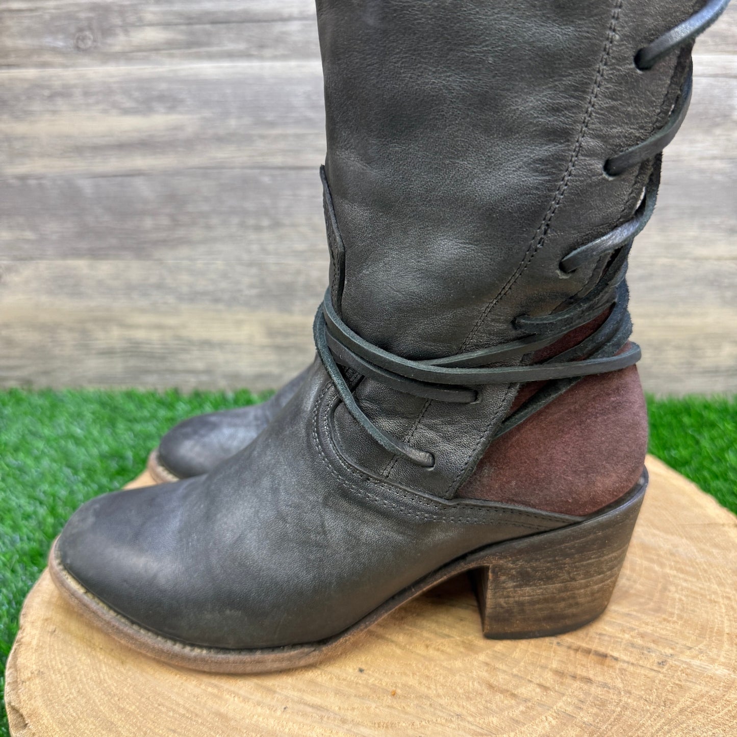 Freebird Women - Size 8 - Black Tall Lace Up Boots Style Coal 30457