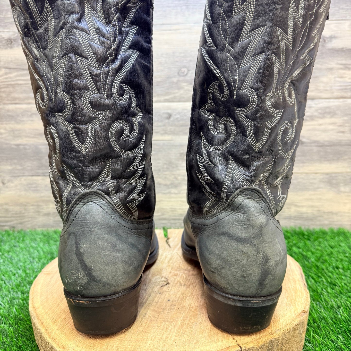 Laredo Men - Size 11.5D - Gray / Black Lizard Print Wingtip Cowboy Boots 6782