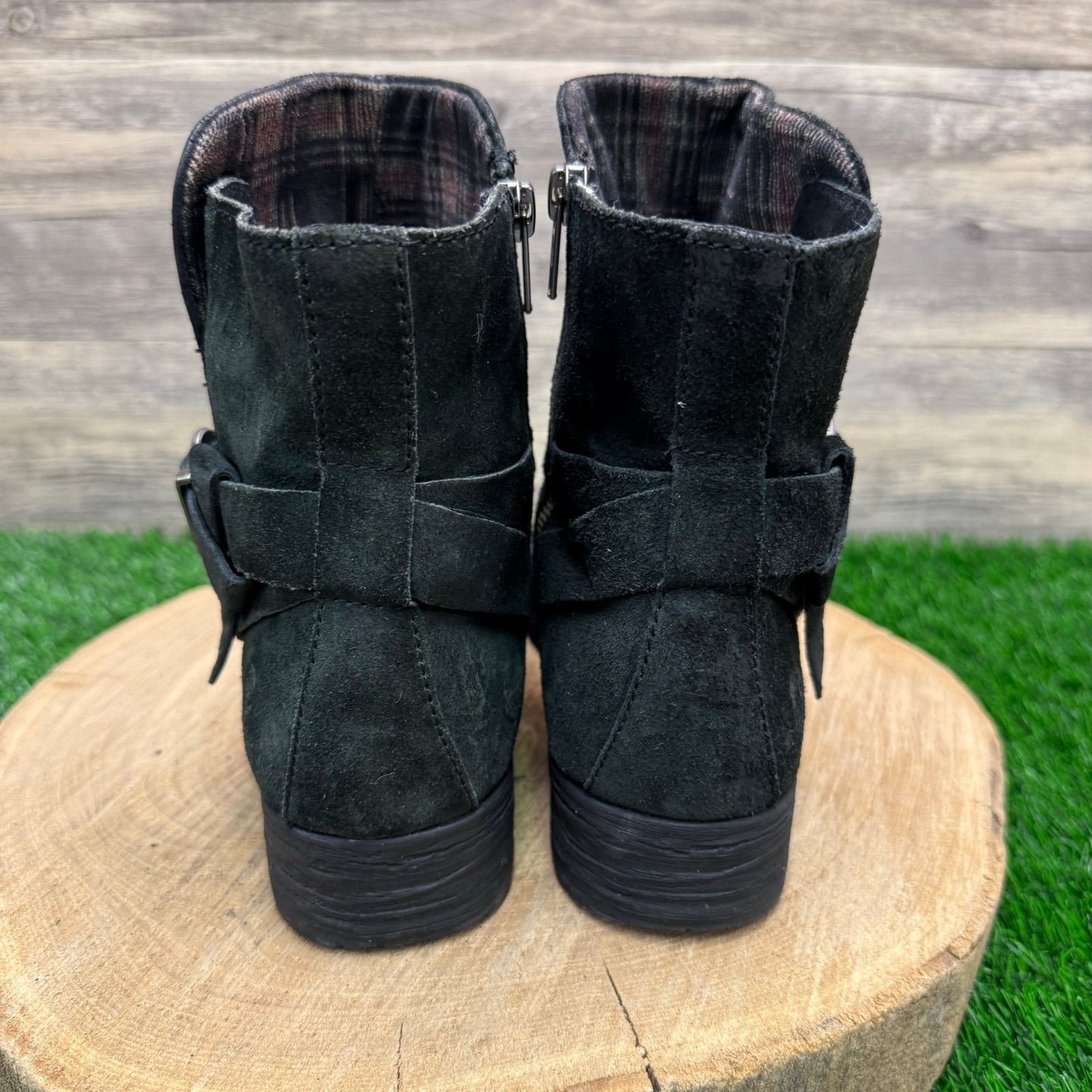 Born Women - Size 10M - Black Suede Harness Ankle Zipper Boots Style F50003