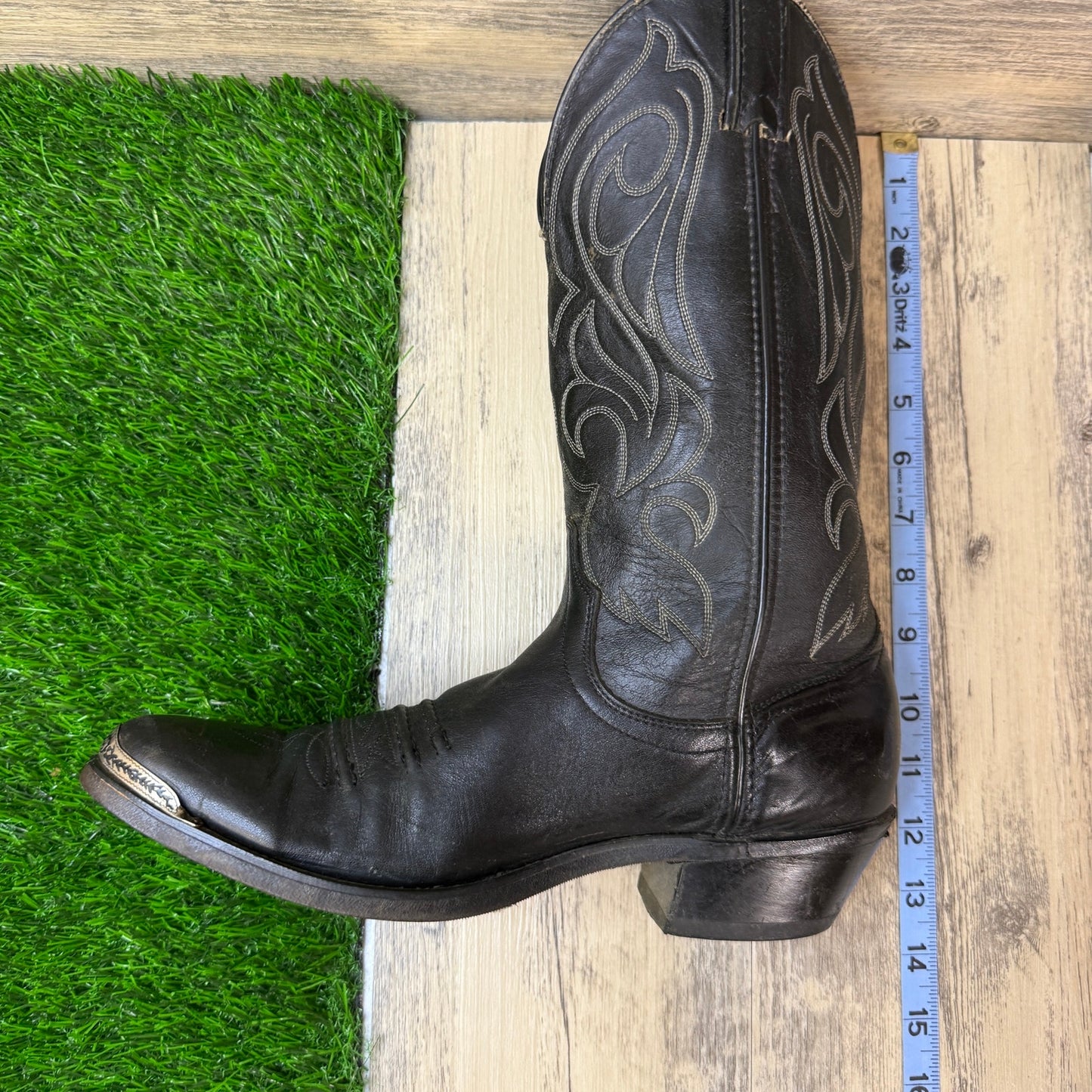 Laredo Men - Size 8.5D - Vintage Black Toe Plate Western Cowboy Boots 68137