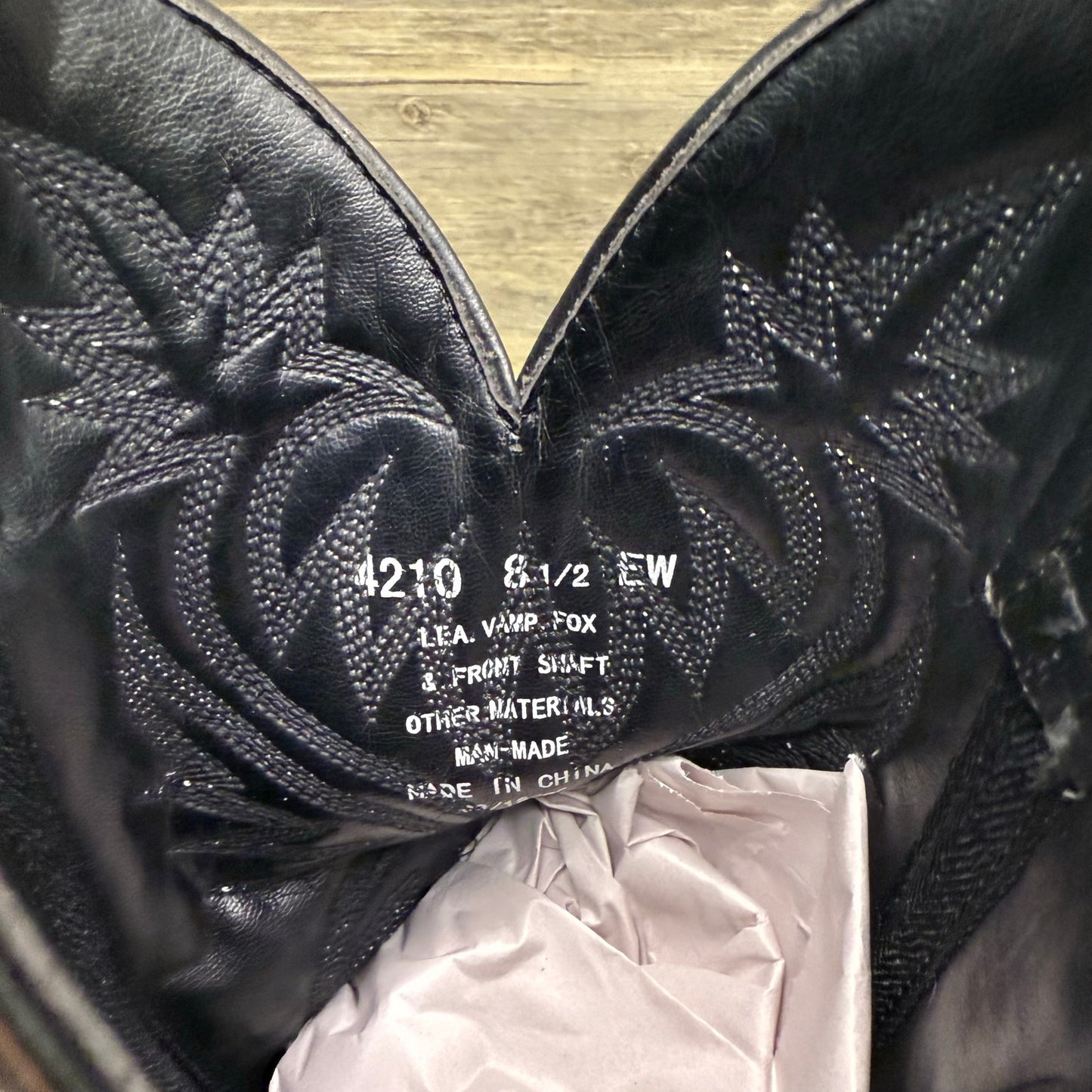 Unknown Men - Size 8.5EW - Black Cowboy Boots Style 4210