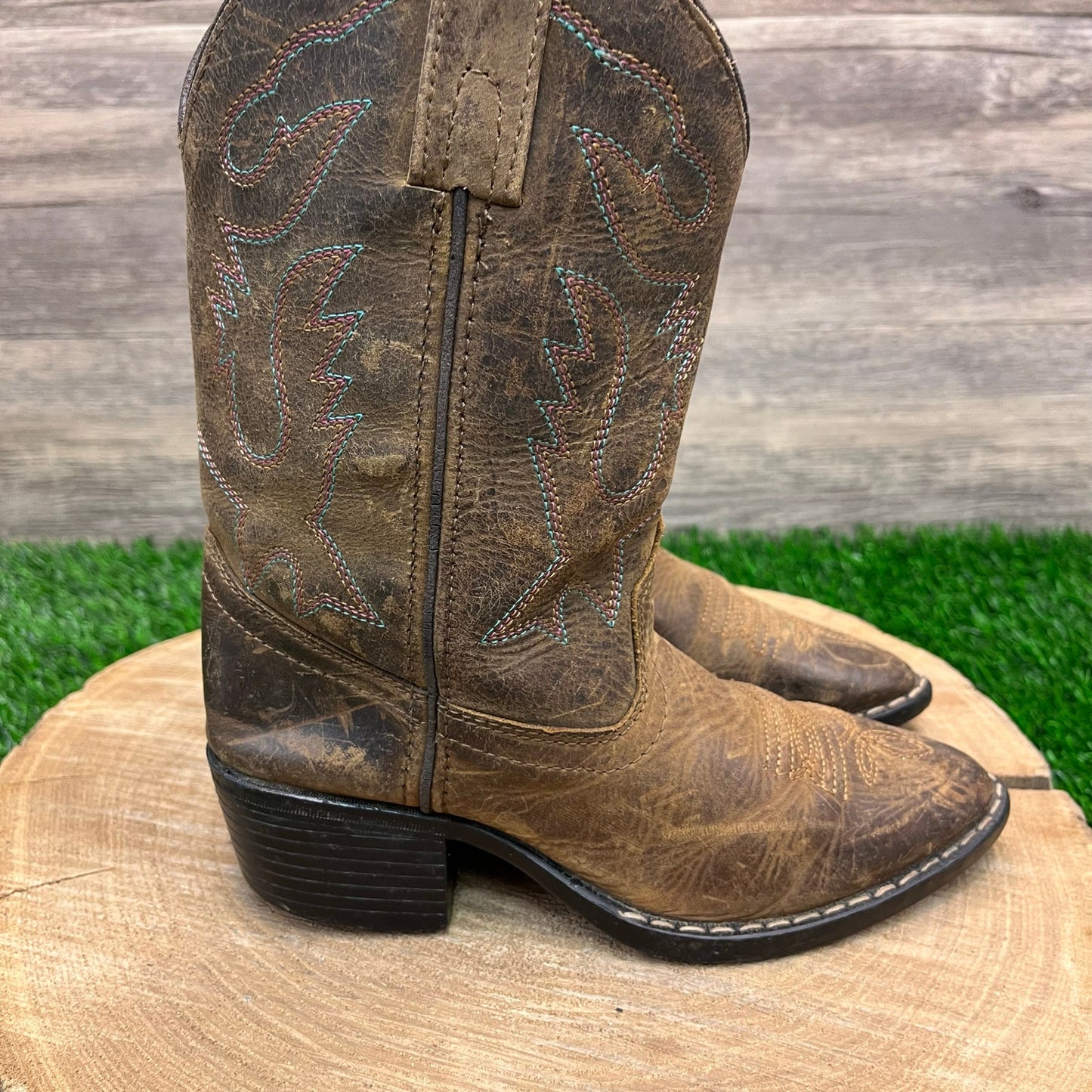 Smoky Mountain Youth - Size 13.5D - Distressed Brown Cowboy Boots Style 3530C