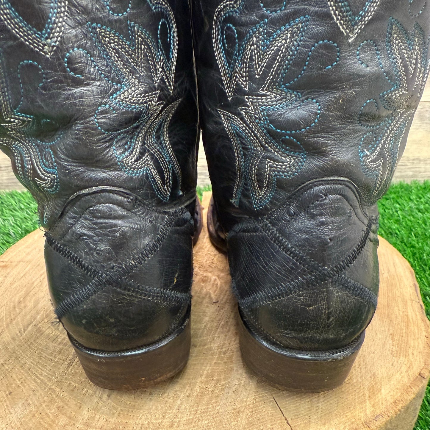 Botas ORC Men - Size 11.5D - Black Ostrich Patchwork Cowboy Boots