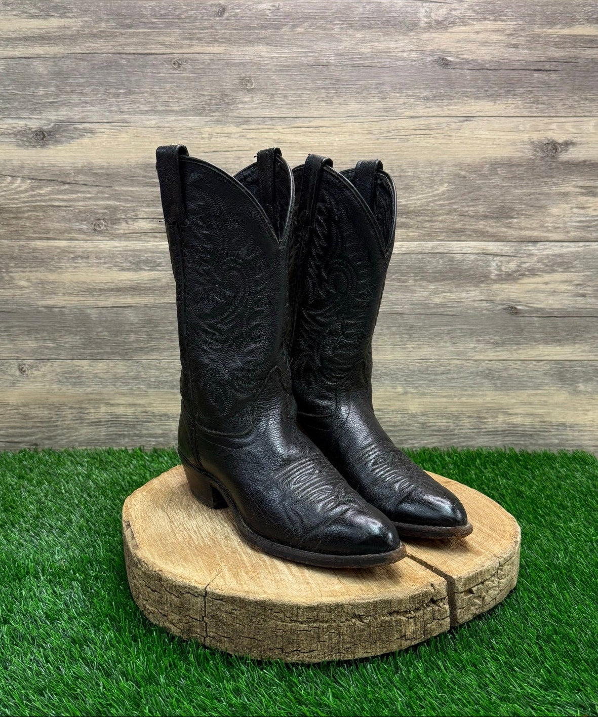 J. Chisholm Women - Size 7M - Vintage Black Cowboy Boots Style 54275