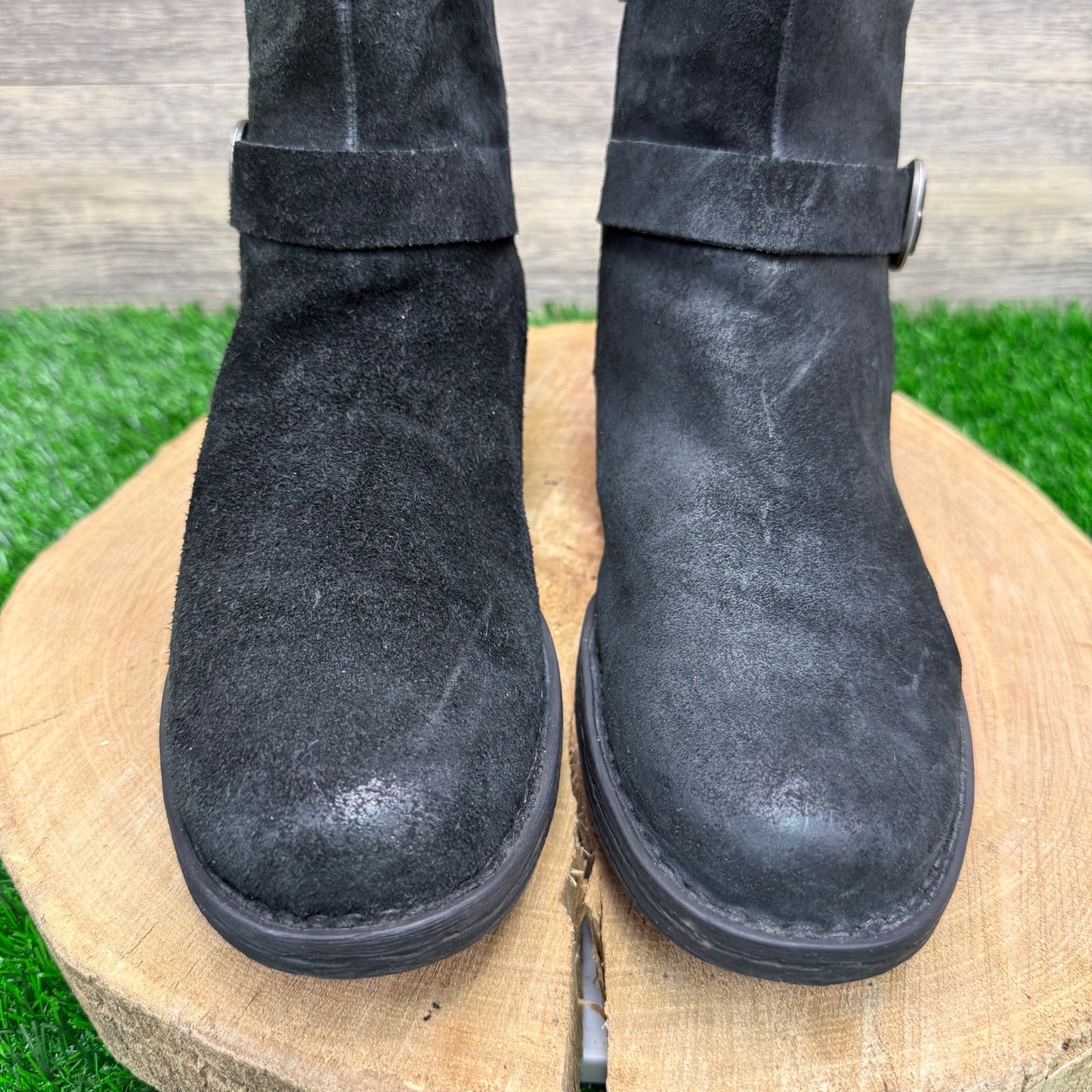 Born Women - Size 10M - Black Suede Harness Ankle Zipper Boots Style F50003