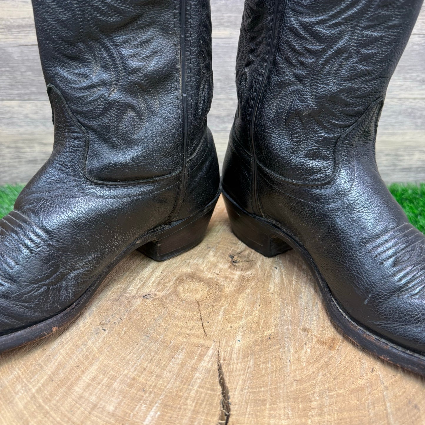 J. Chisholm Women - Size 7M - Vintage Black Cowboy Boots Style 54275