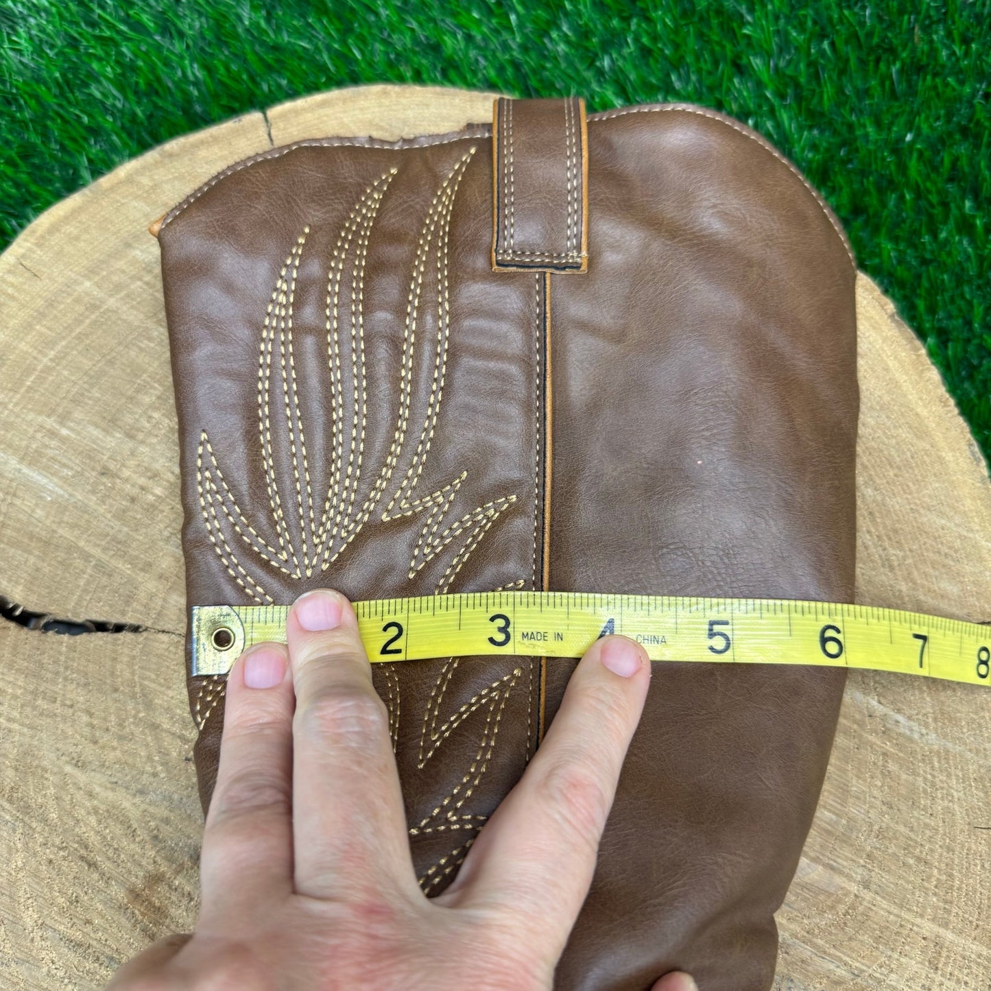 Qupid Women - Size 7.5 - Cognac Faux Leather Cowboy Boots