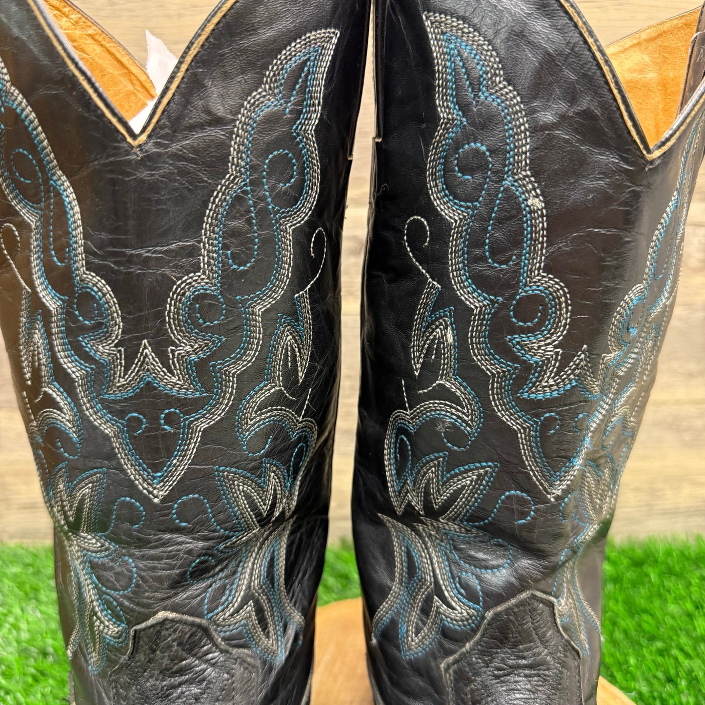 Botas ORC Men - Size 11.5D - Black Ostrich Patchwork Cowboy Boots