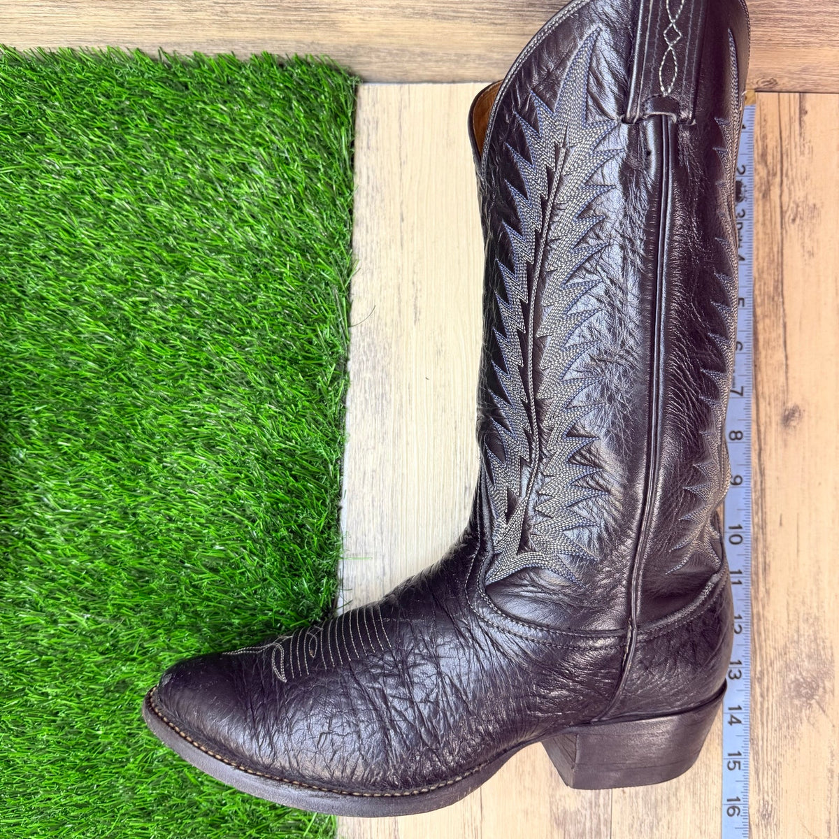 Tony Lama Men - Size 10D - Vintage Black Preban Elephant Skin Cowboy Boots 8612