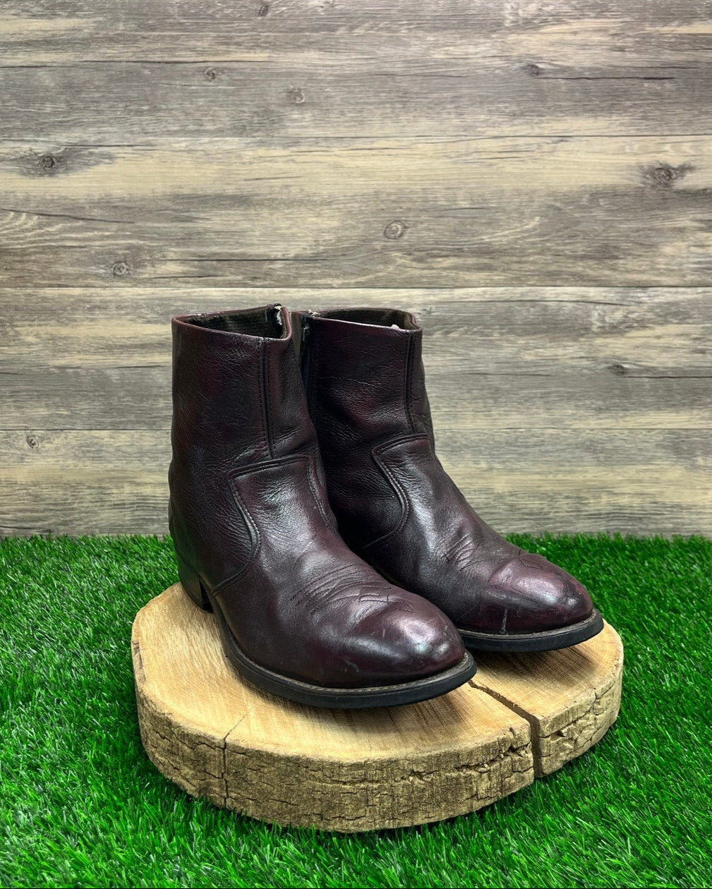 Unknown Men - Size 11.5 - Burgundy Ankle Zipper Steel Toe Boots