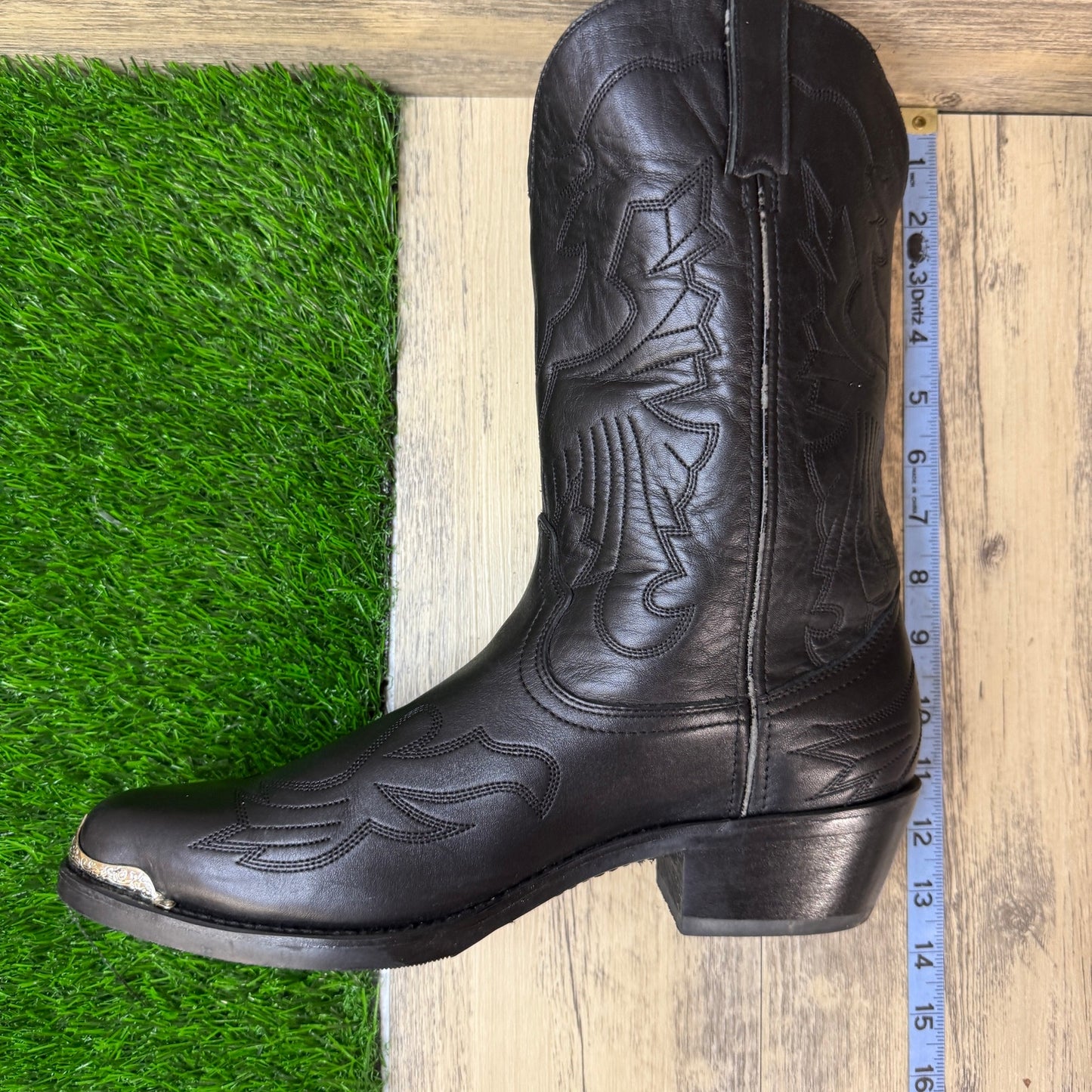 Durango Men - Size 10.5D - Black Toe Plate Western Cowboy Boots Style TR750