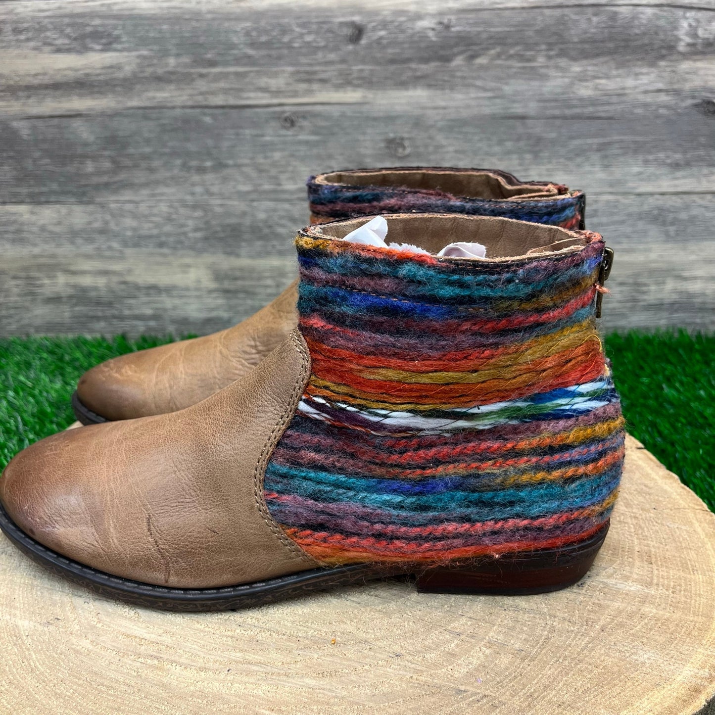 OTBT Women - Size 9 - Tan/Multi Tapestry Ankle Boots