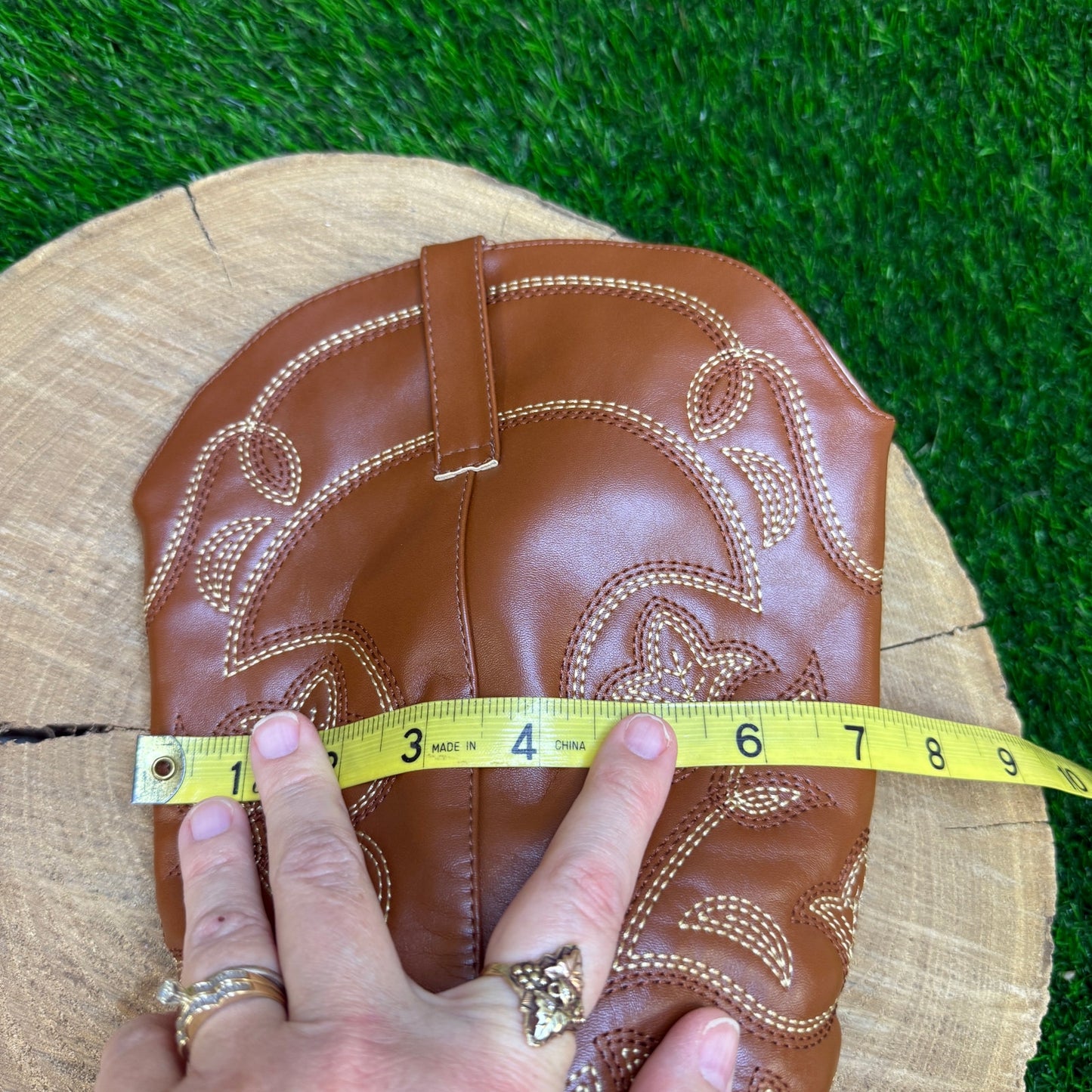 Unknown Men - Size 12 - Tan Faux Leather Snip Toe Cowboy Boots