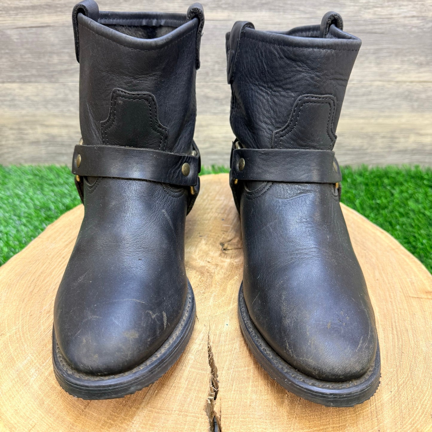 Double H Men - Size 7 - Black Harness Ankle Boots