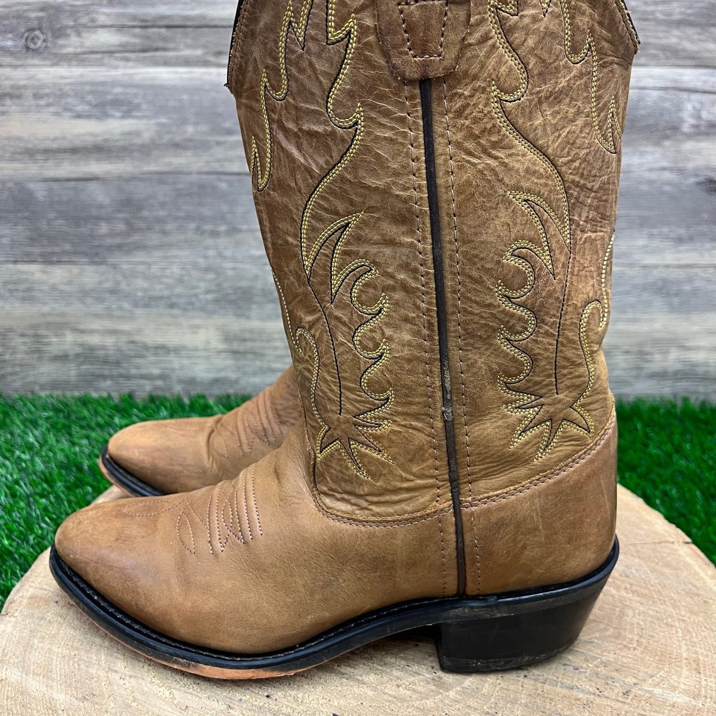 Old West Youth - Size 4.5 - Tan Cowboy Boots Style CCY8129G
