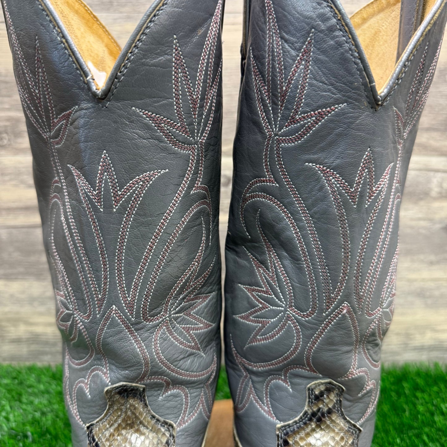 Acme Men - Size 12D - Vintage Gray Snake Cowboy Boots Style 0897
