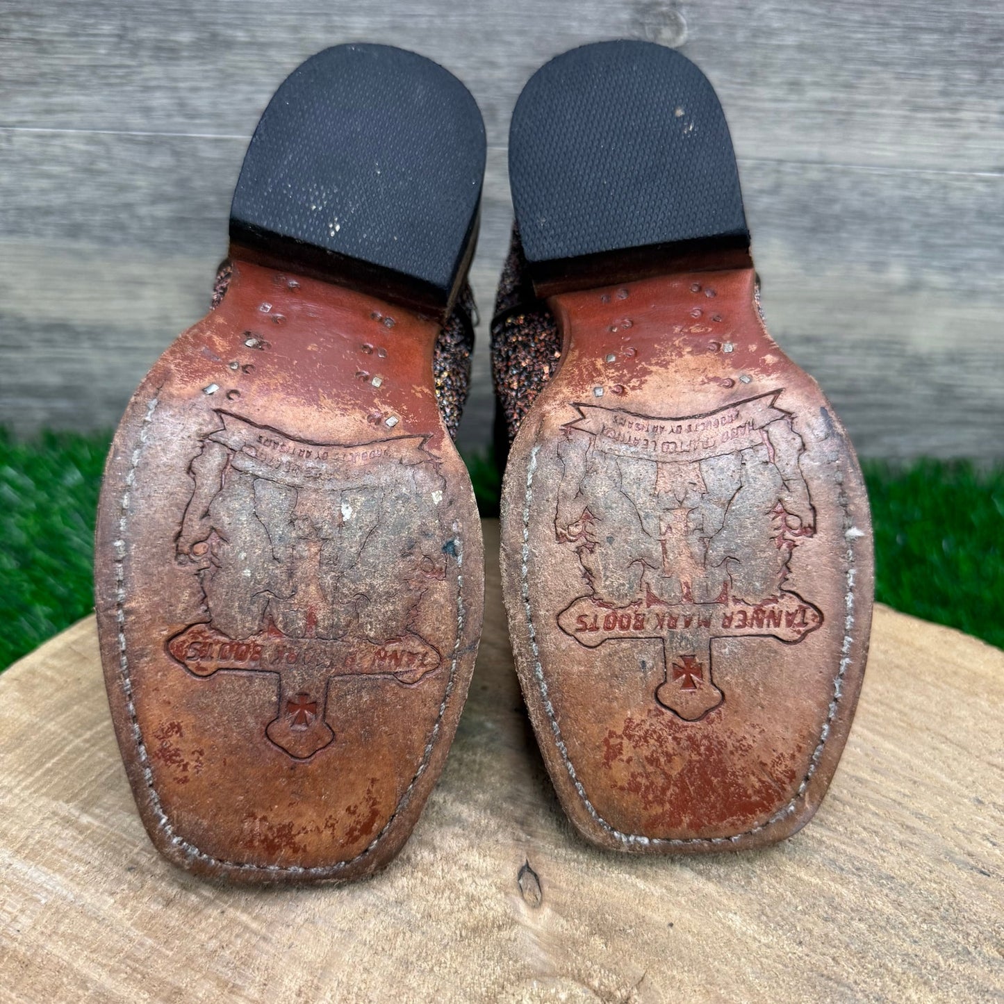 Tanner Mark Youth - Size 7 - Brown Glitter Square Toe Cowboy Boots