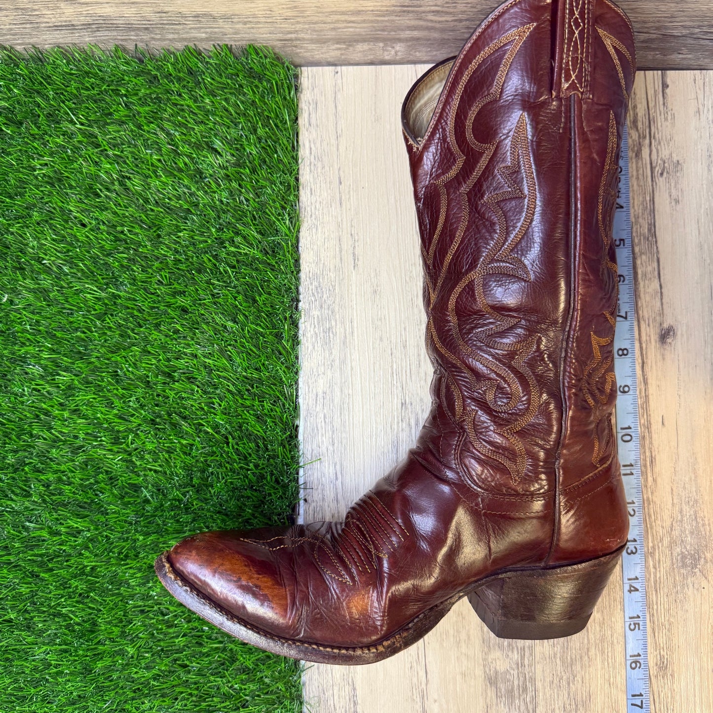 Dan Post Men - Size 8D - Vintage Copper Soft Leather Cowboy Boots Style 6851