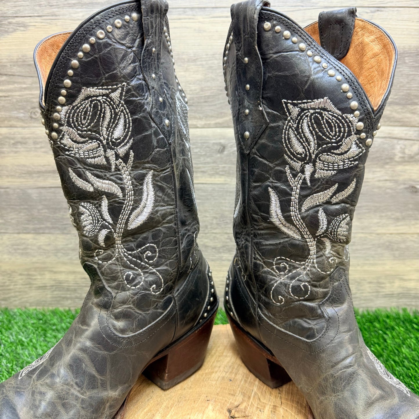 Lucchese Women - Size 9B - Black Challenger Distressed Cowboy Boots M5701