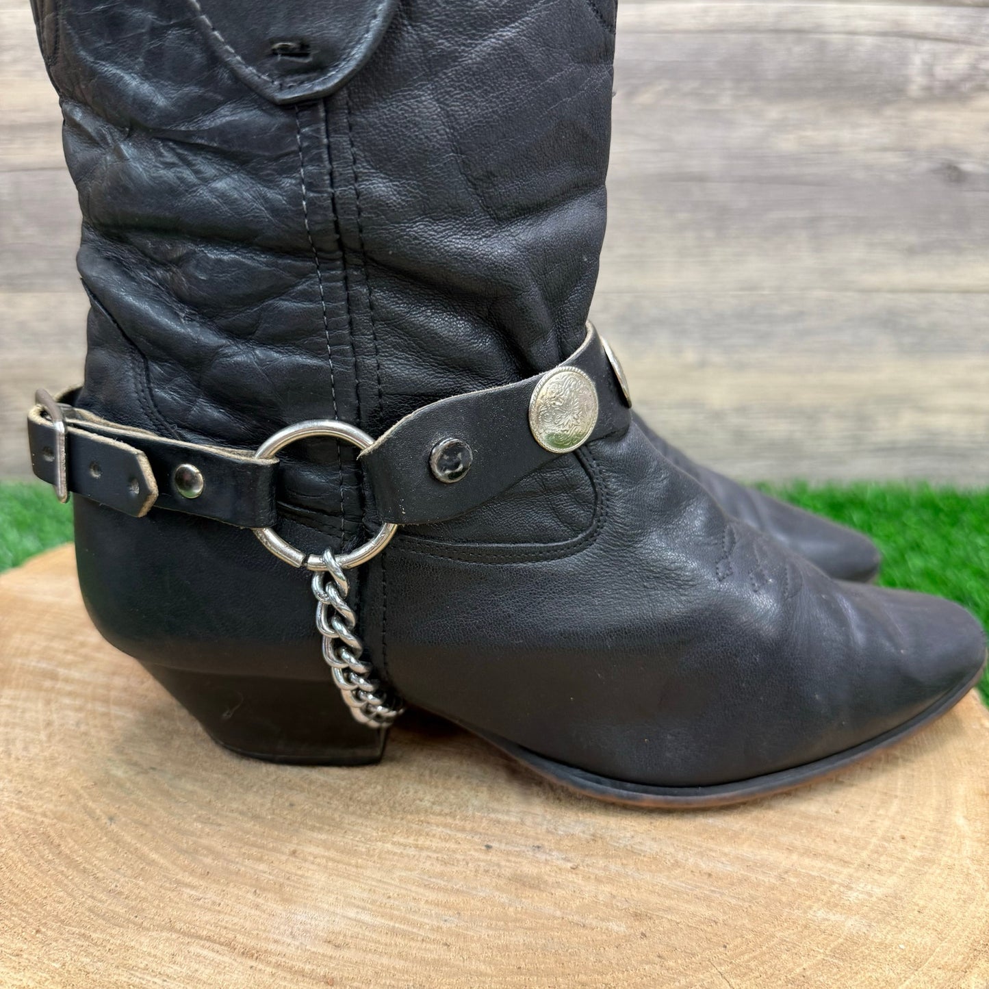Laredo Women - Size 7M - Vintage Black Harness Cowboy Boots Style 47245
