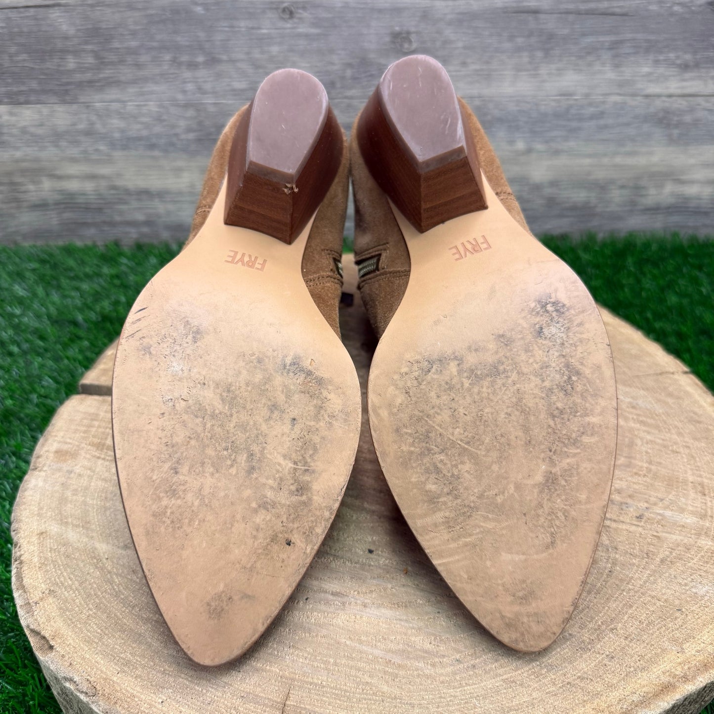 Frye Women - Size 9M - Tan Suede Ankle Zipper Boots Style 3471740