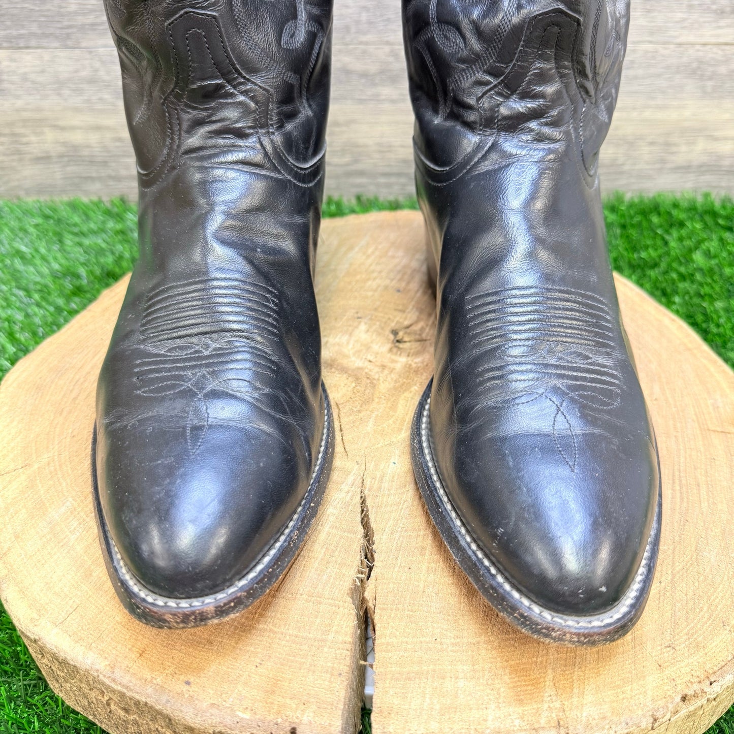 Tony Lama Men - Size 10.5D - Black Pampas Pull On Cowboy Boots VM2993