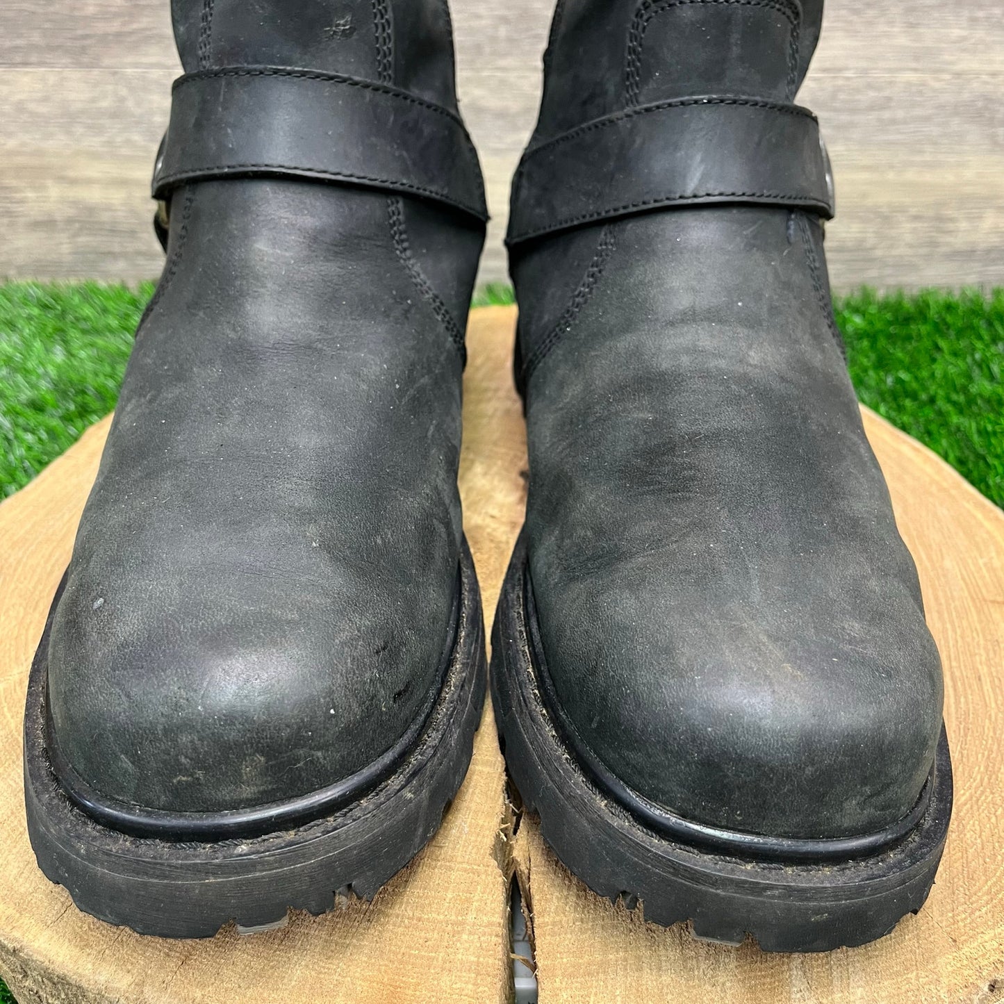 Harley Davidson Men - Size 10.5M - Black Harness Ankle Zipper Moto Boots D93491