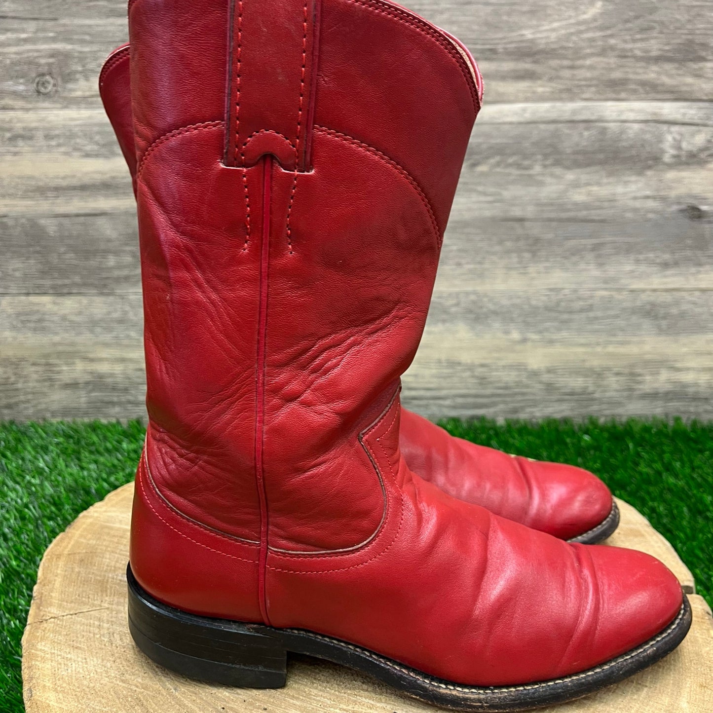 Justin Women - Size 5B - Vintage Red Ropers Cowboy Boots Style L3055