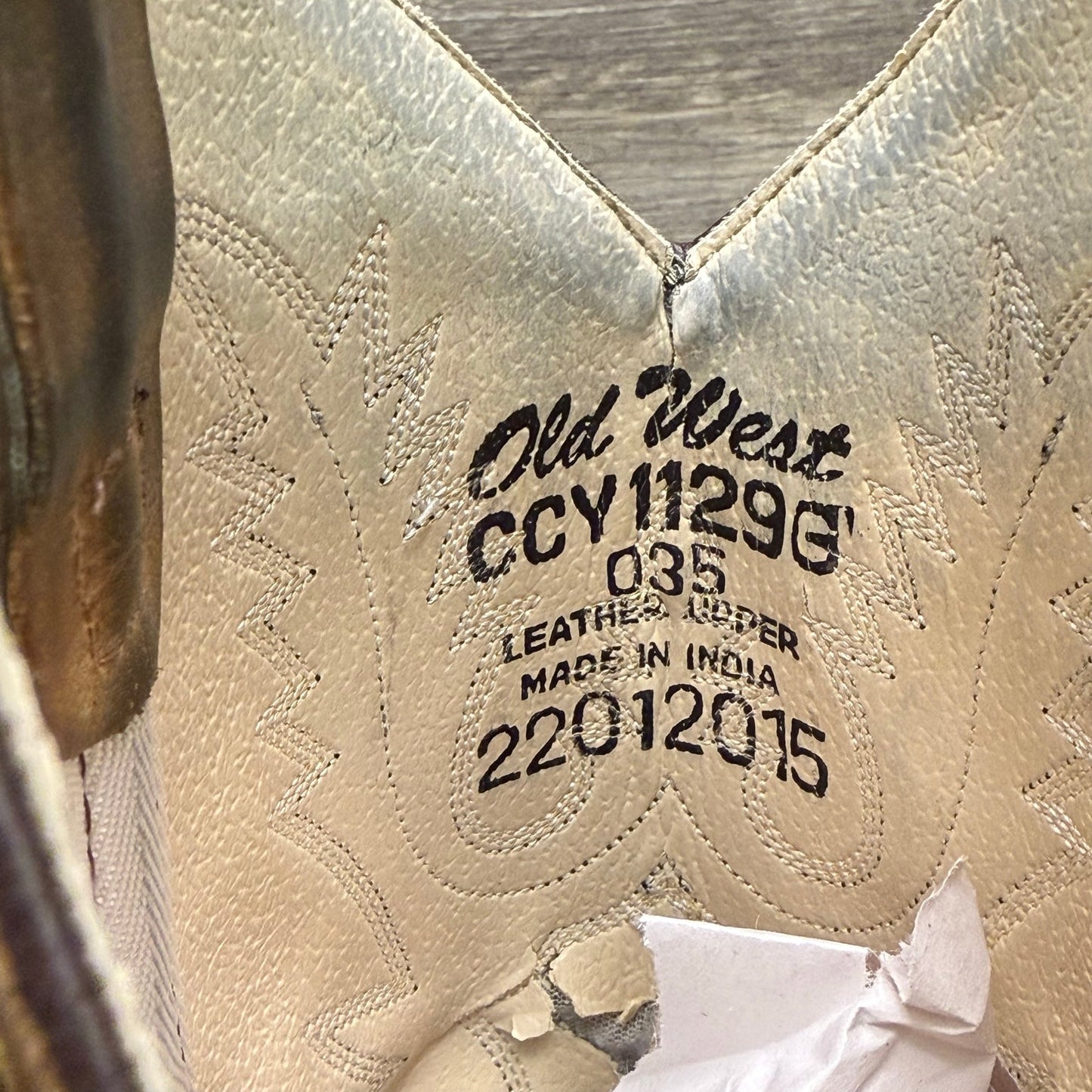Old West Youth - Size 3.5 - Tan Cowboy Boots CCY1129G