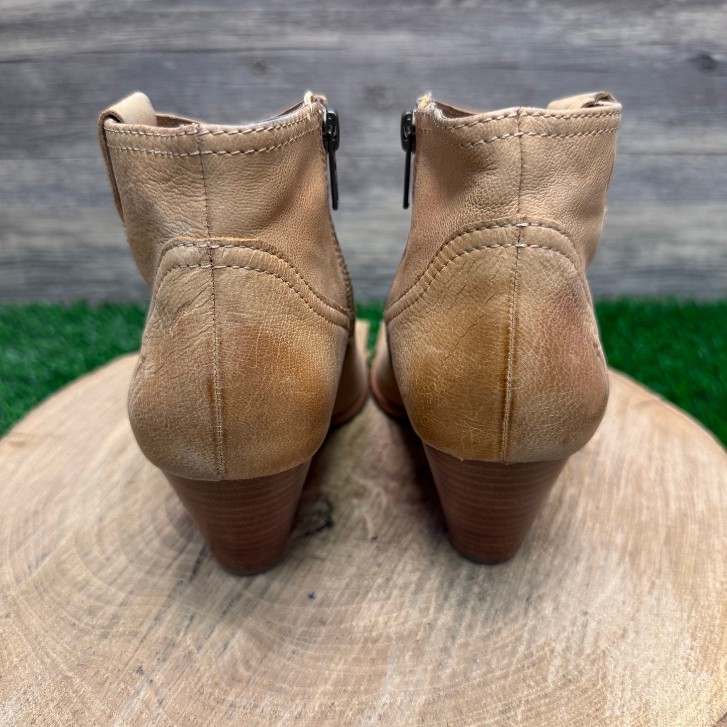 Frye Women - Size 7.5M - Tan Ankle Zipper Boots Style 3479258