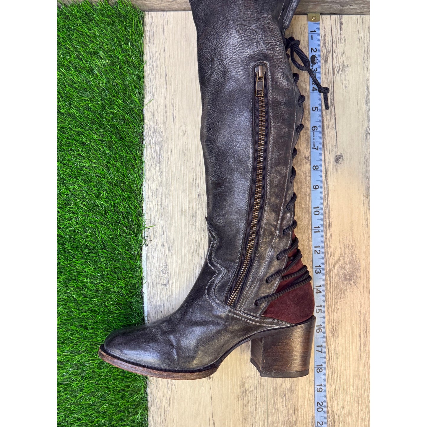 Freebird Women - Size 8 - Black Tall Lace Up Boots Style Coal