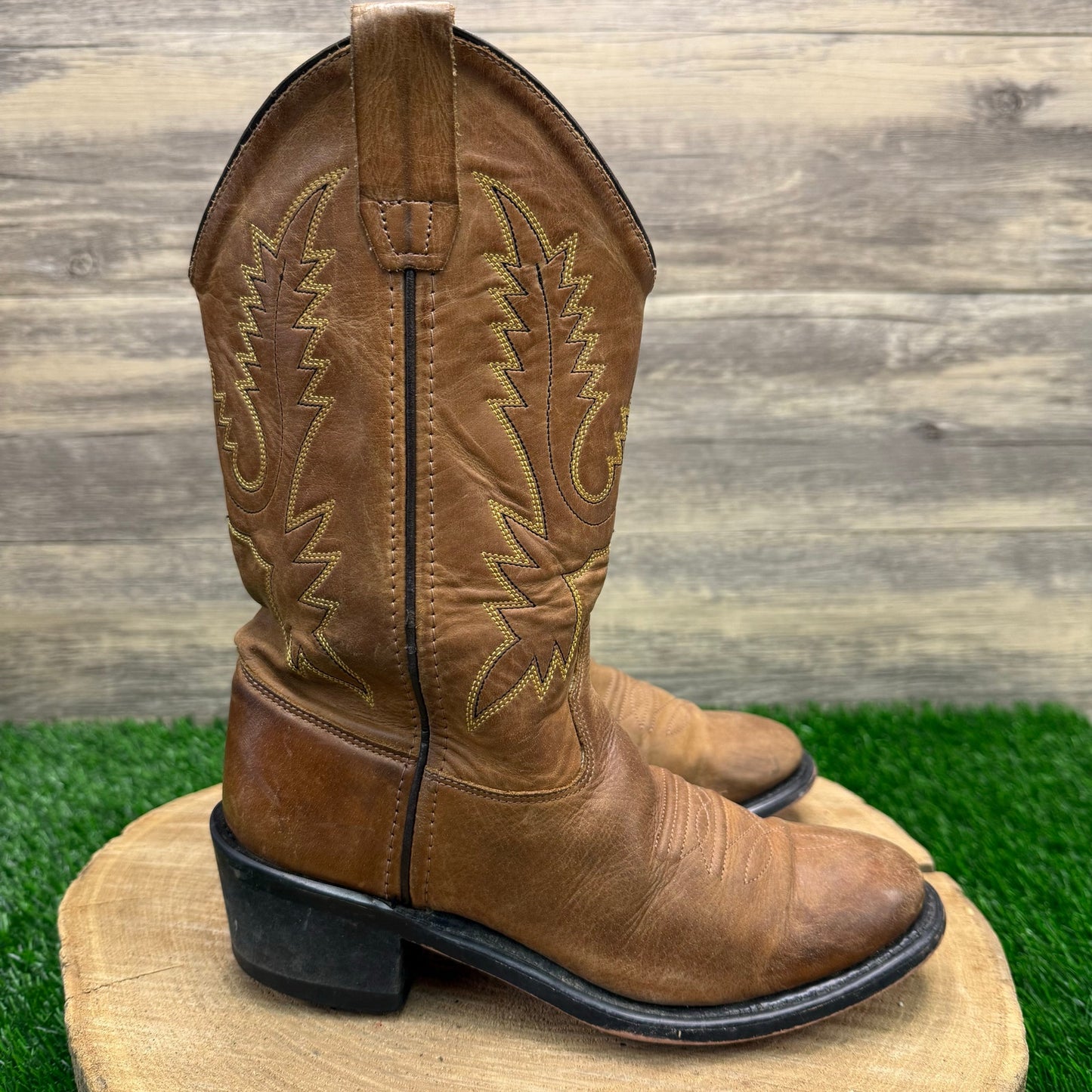 Old West Youth - Size 3.5 - Tan Cowboy Boots CCY1129G